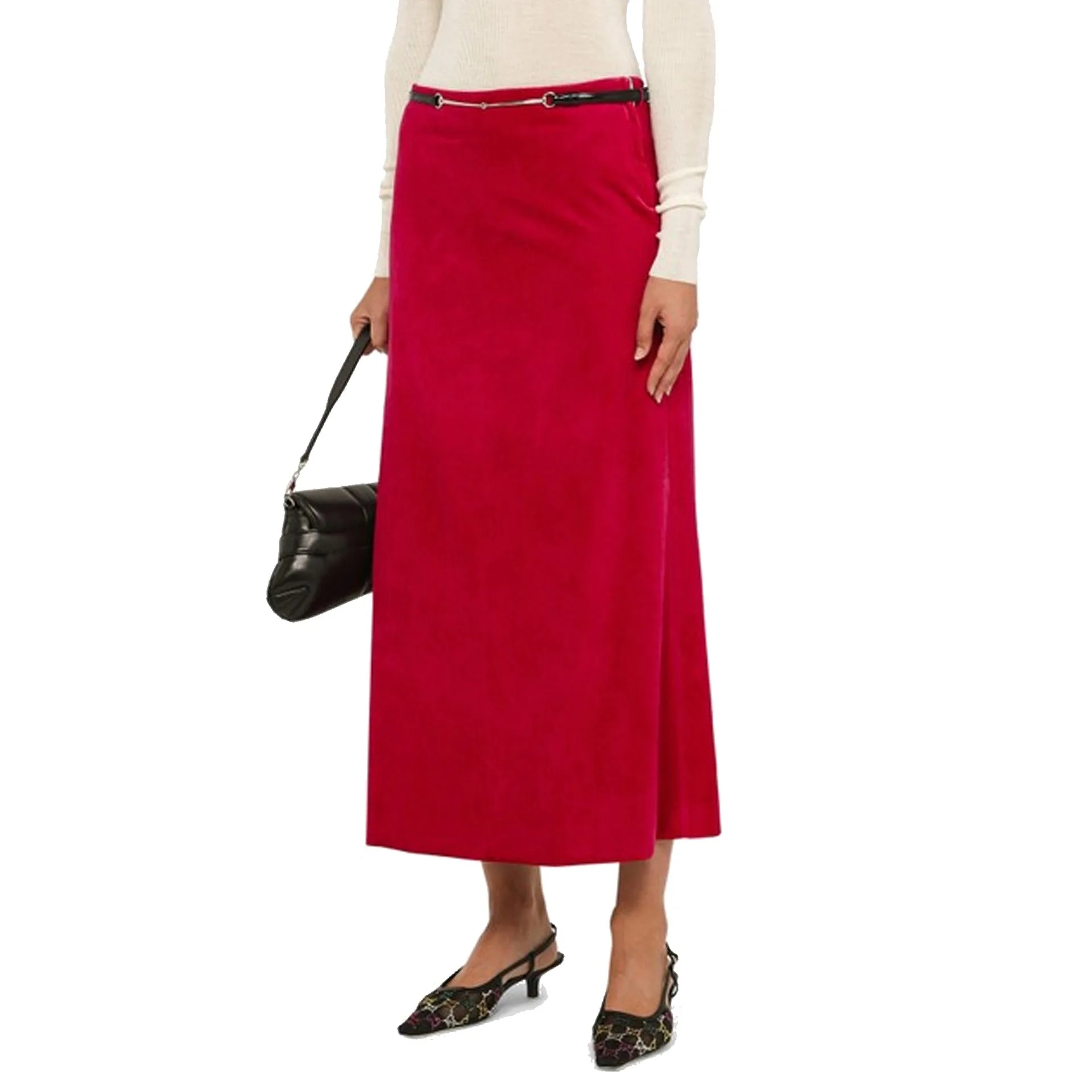 Velvet Bloom Midi Skirt