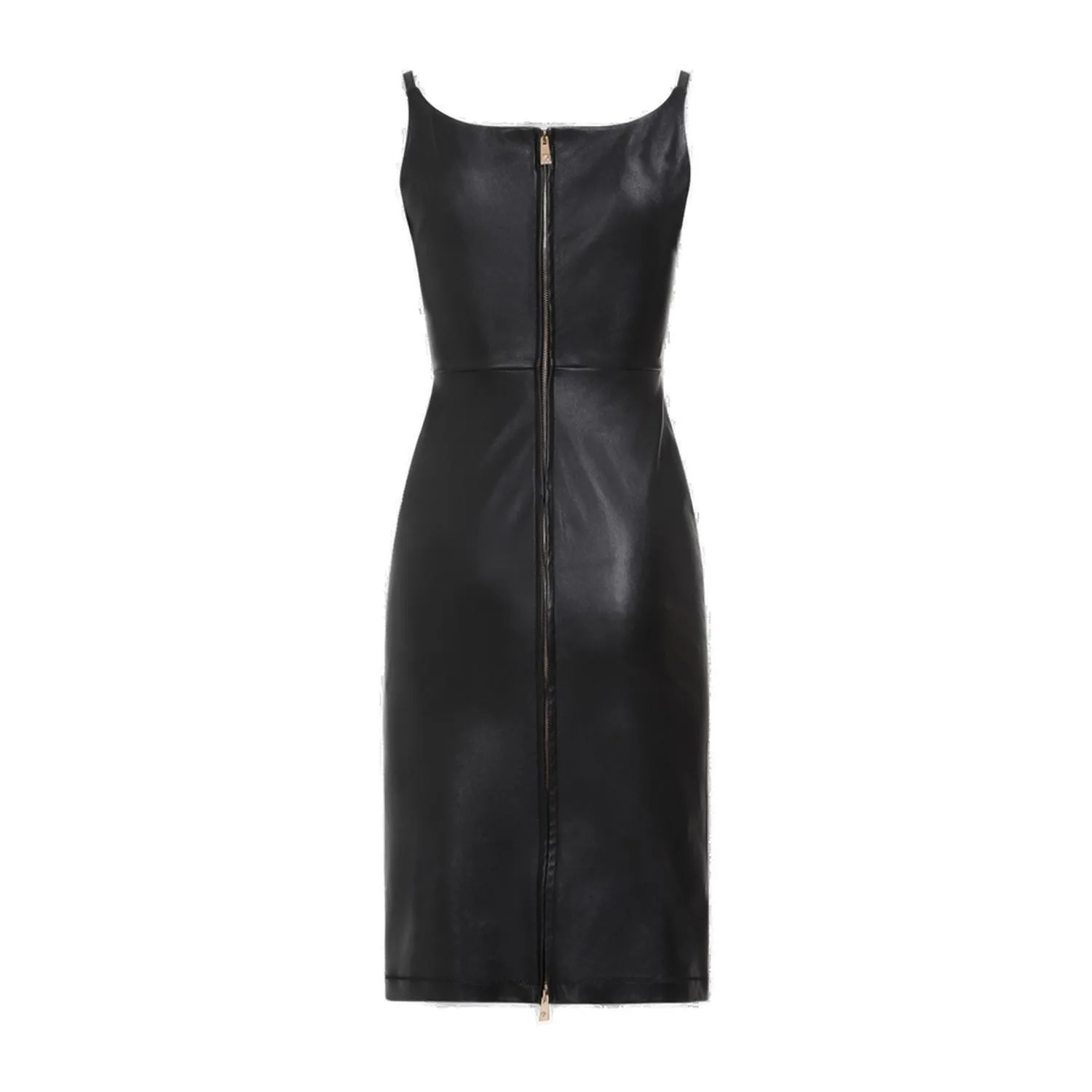 Zip-up Sleeveless Leather Dress