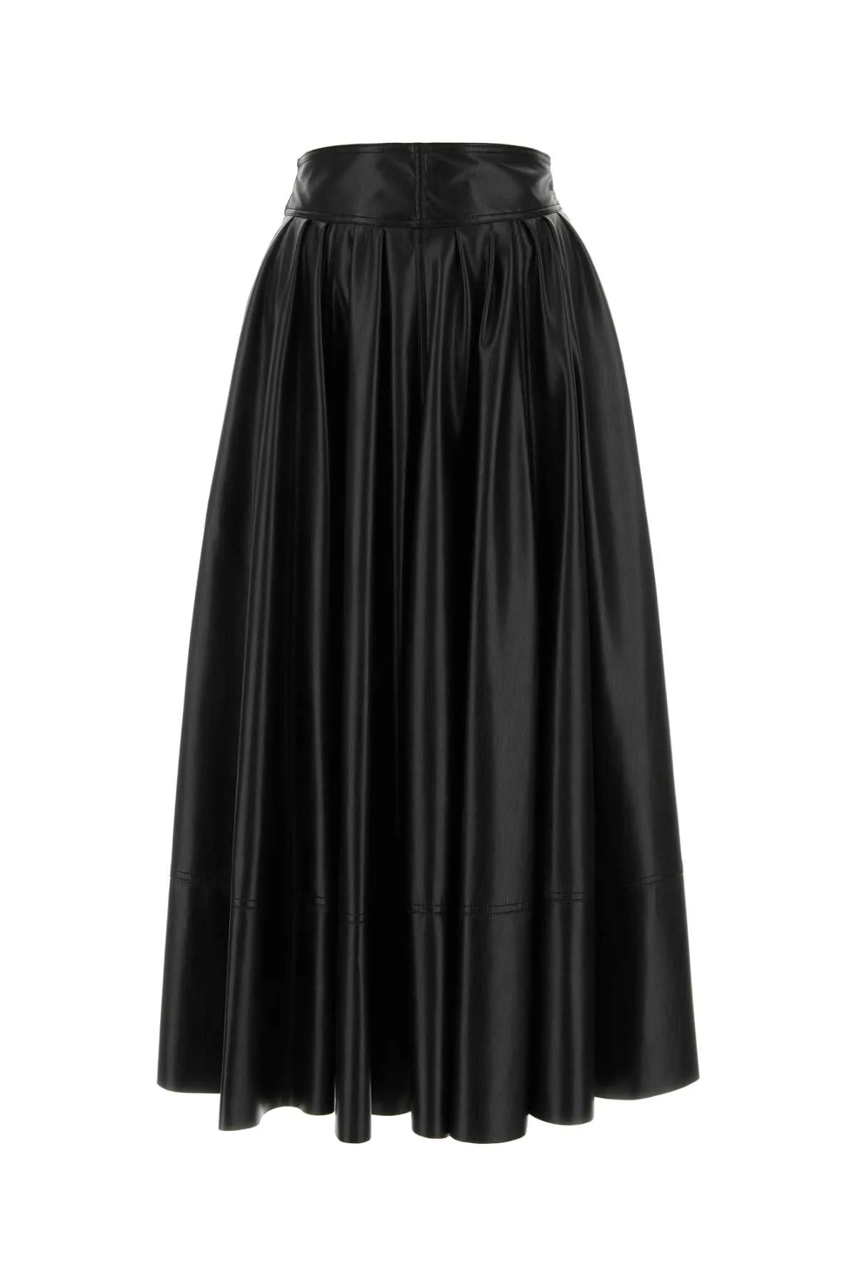 Black Synthetic Leather Skirt