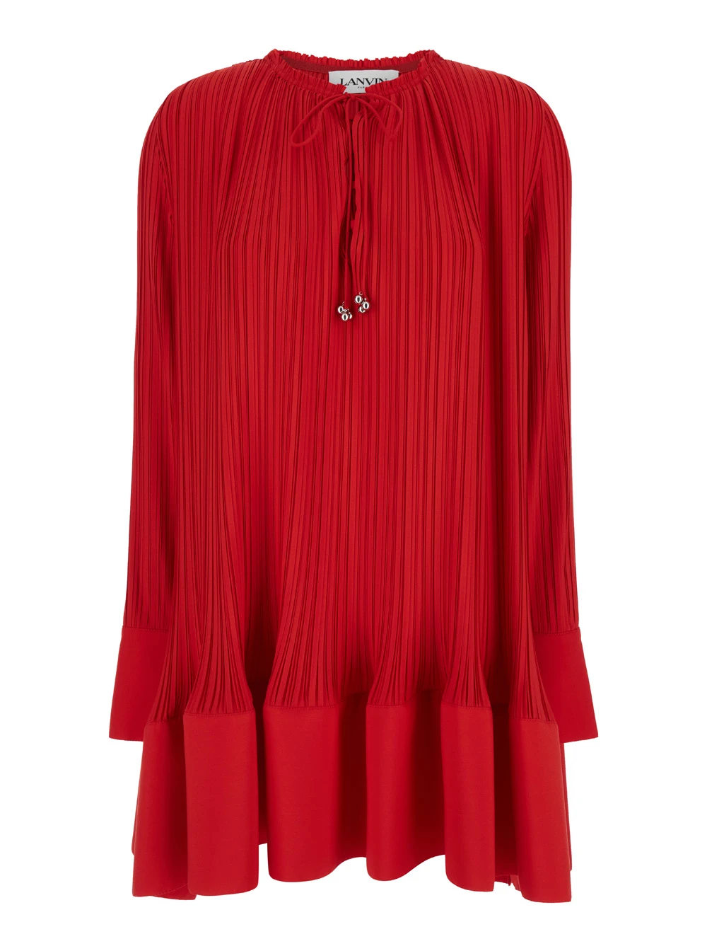 Long Sleeve Flare Pleated Dress