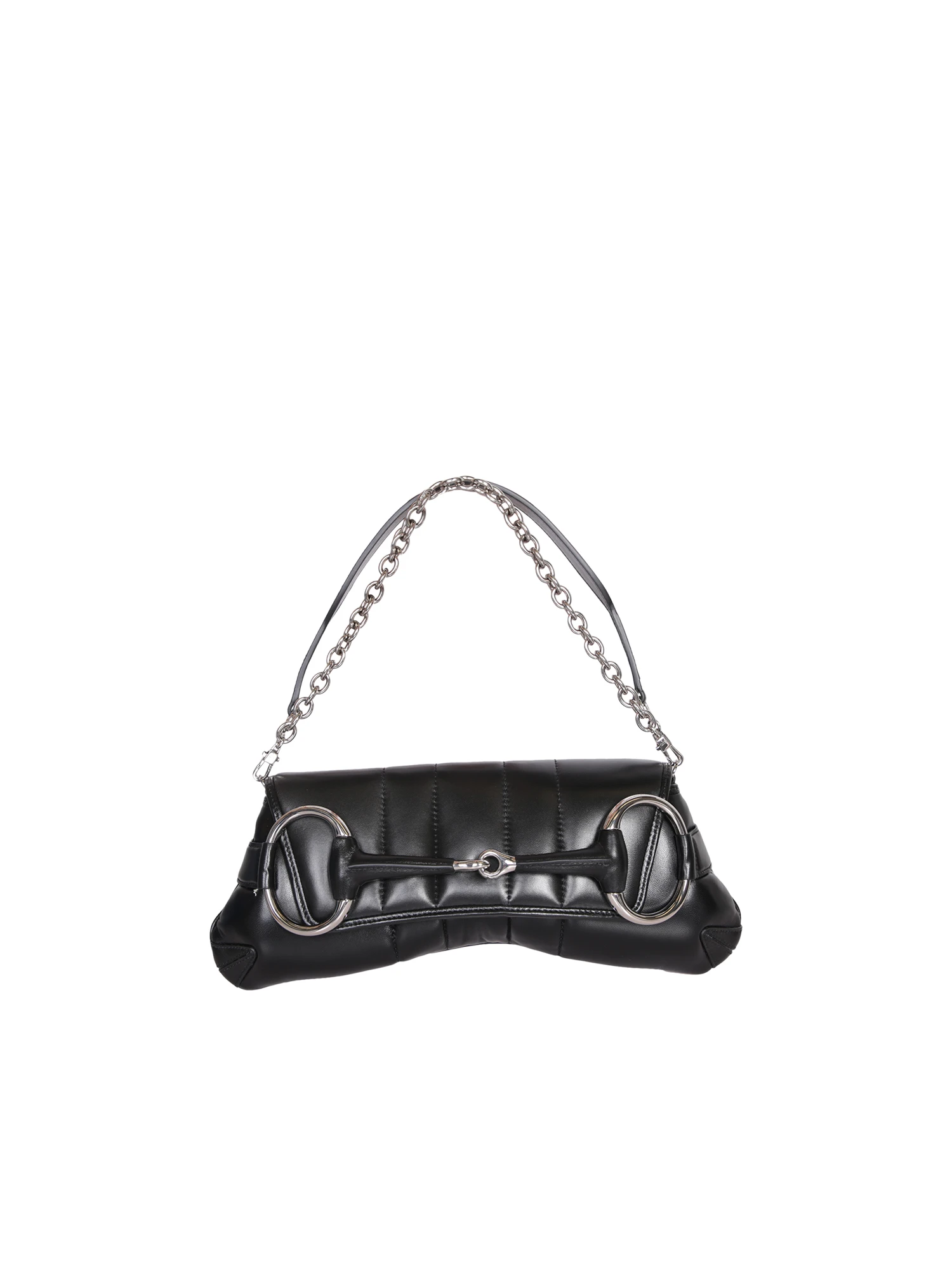 Horsebit Chain Black Medium Shoulder Bag