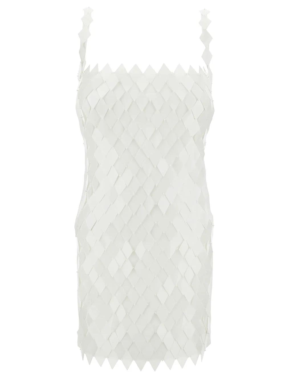 'rue' Mini Milk White Dress With Rhombus Sequins In Rayon Woman