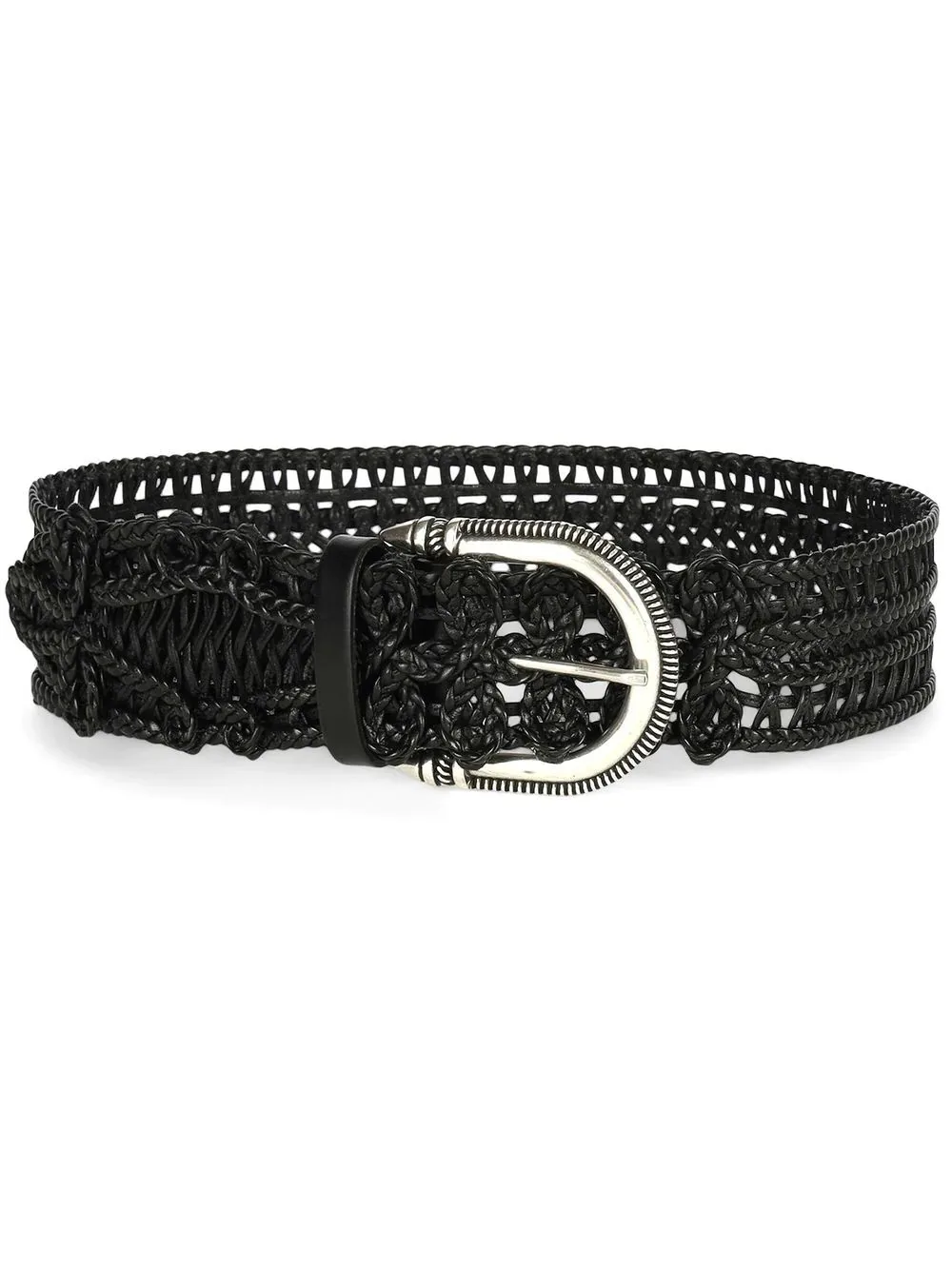 Black Braided Leather Belt