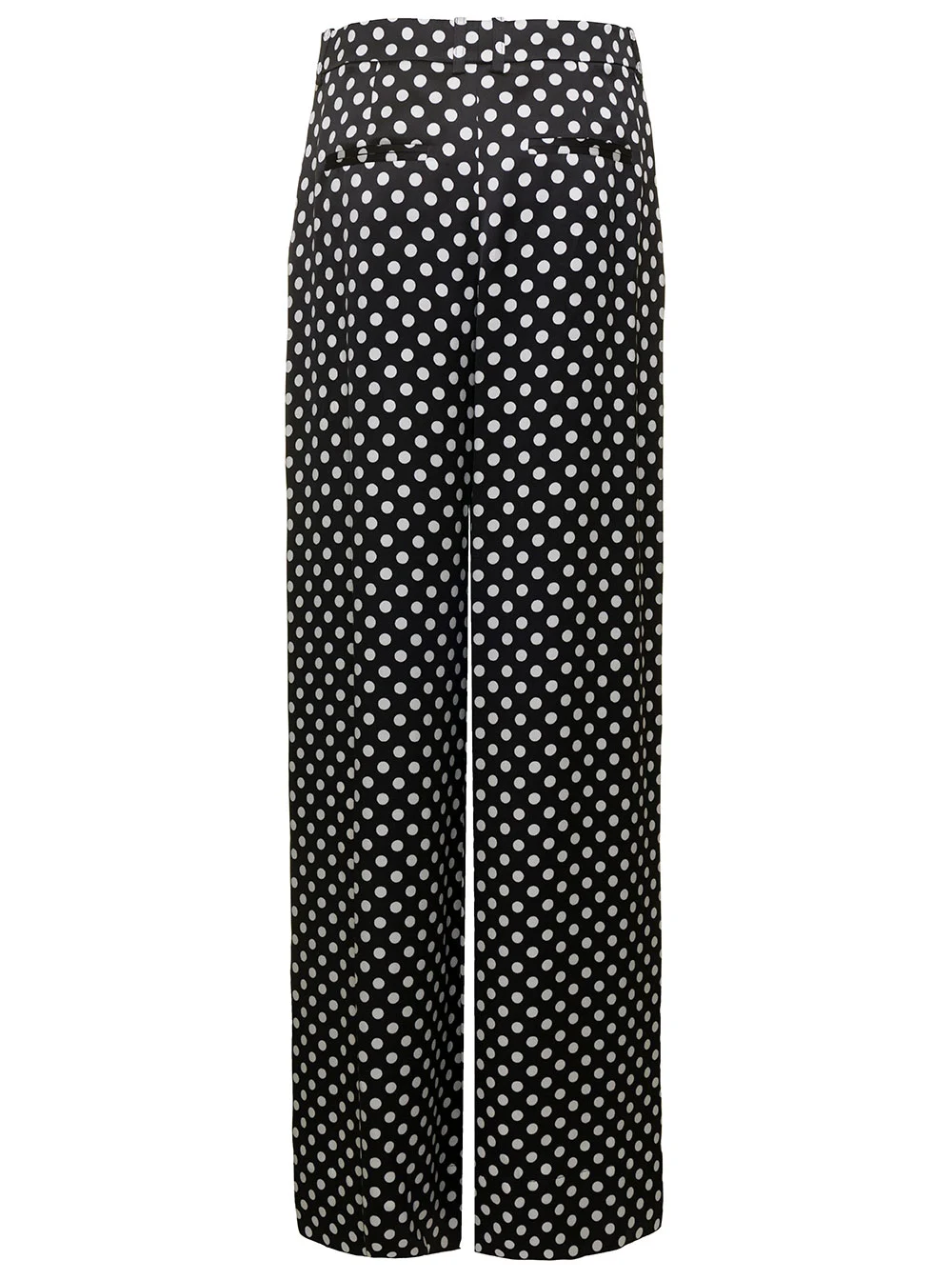 Black And White Palazzo Pants With Polka Dots Motif In Satin Woman