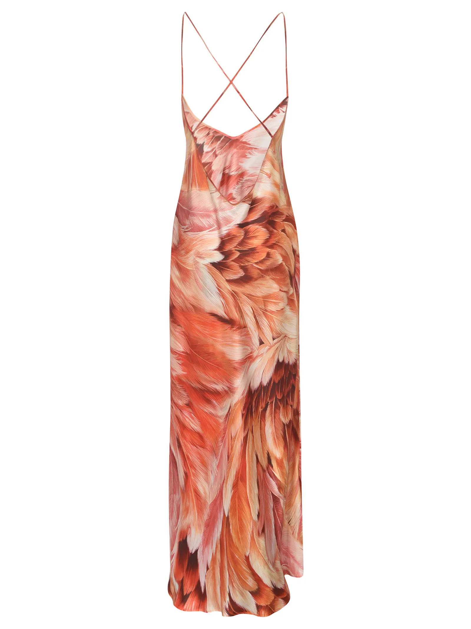 Feather Print Long Dress