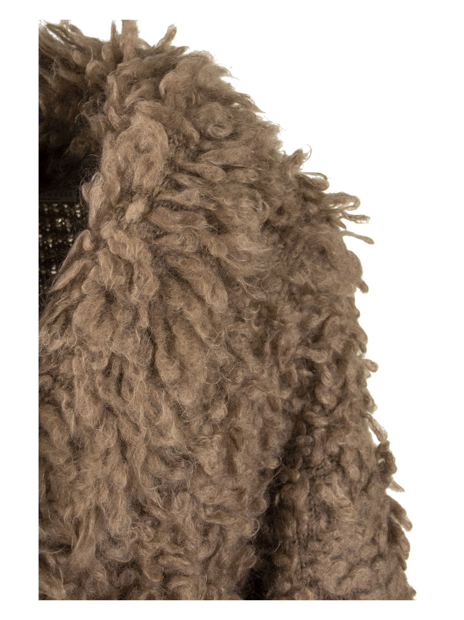 Brunello Cucinelli Long Cardigan In Mohair And Wool Fur Stitch