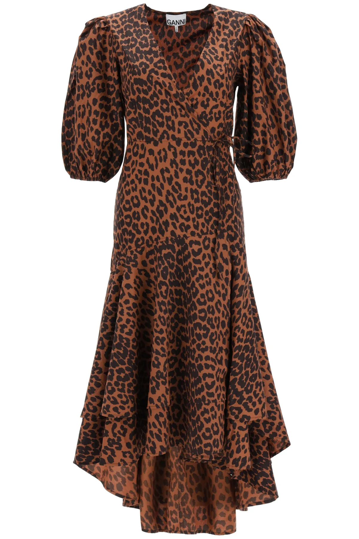 Ganni Asymmetrical Leopard Print Dress