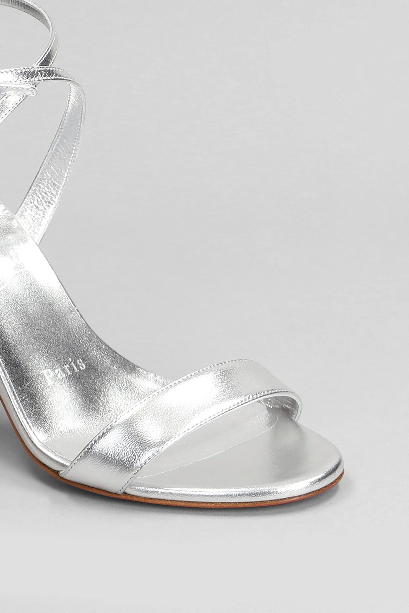 Loubigirl 85 Sandals In Silver Leather