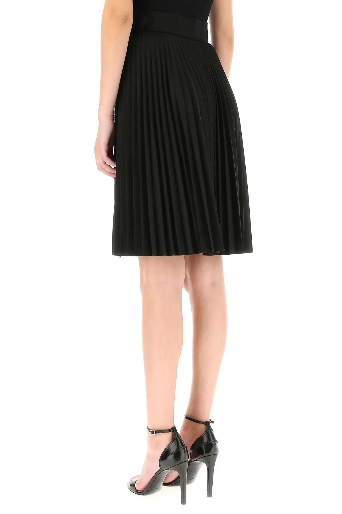 Black Stretch Polyester Blend Skirt