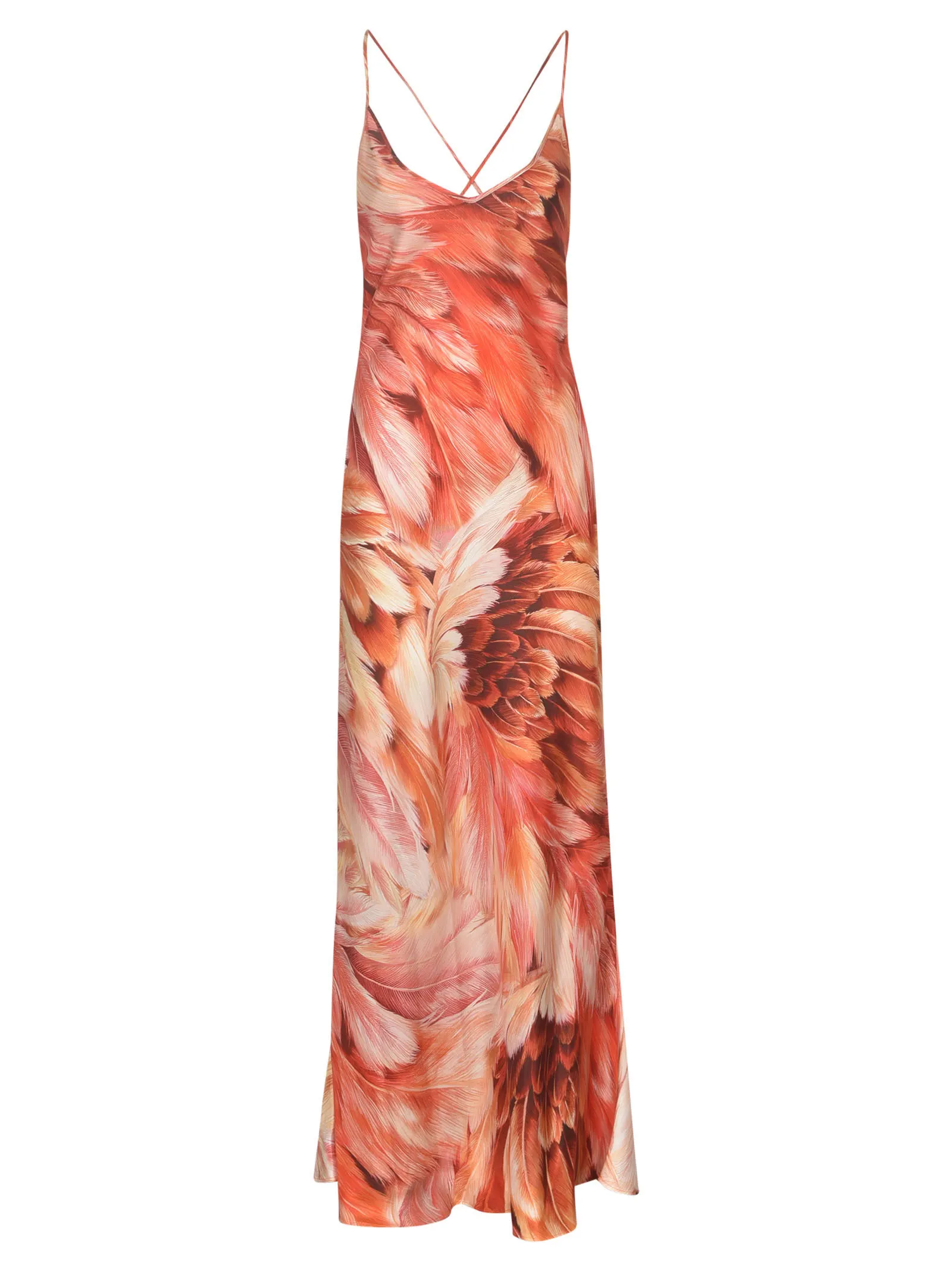 Feather Print Long Dress