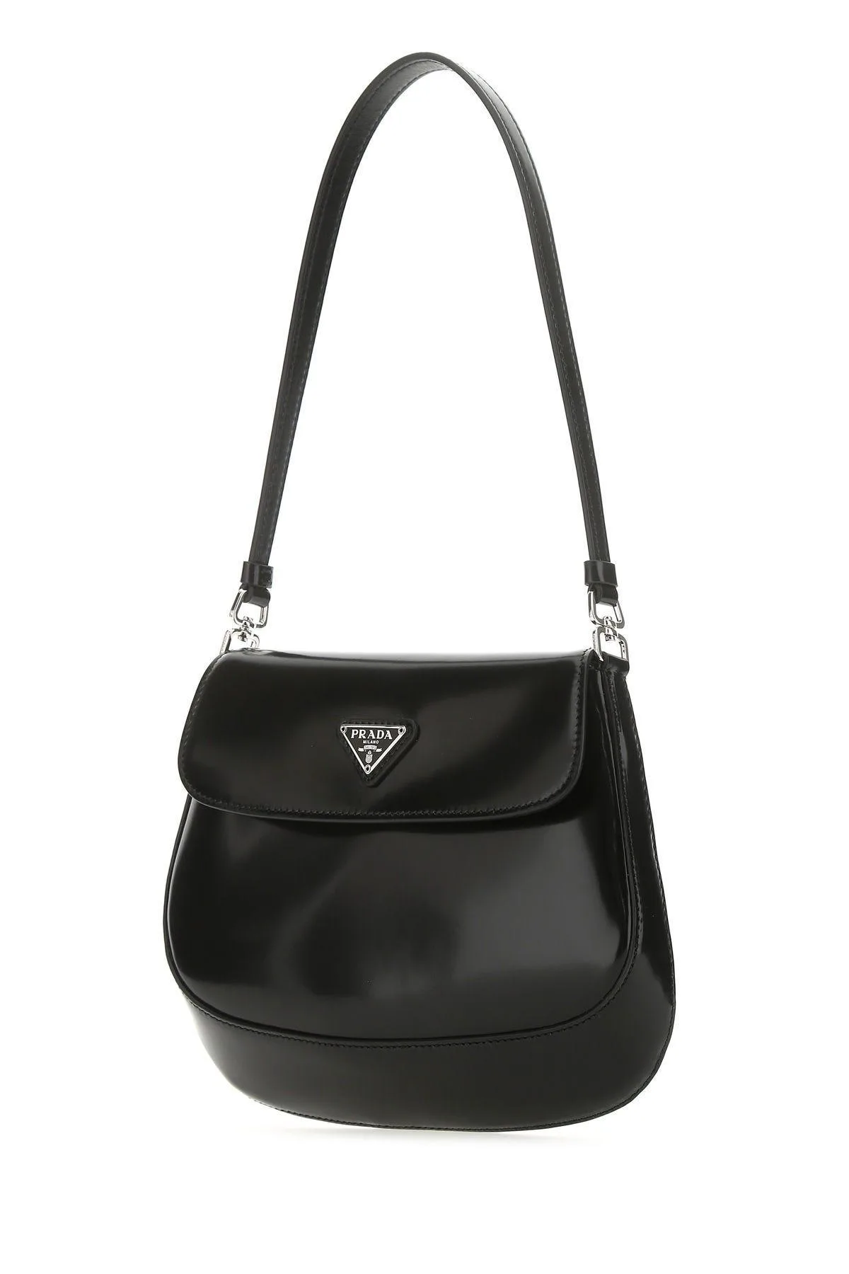 Black Leather Cleo Shoulder Bag