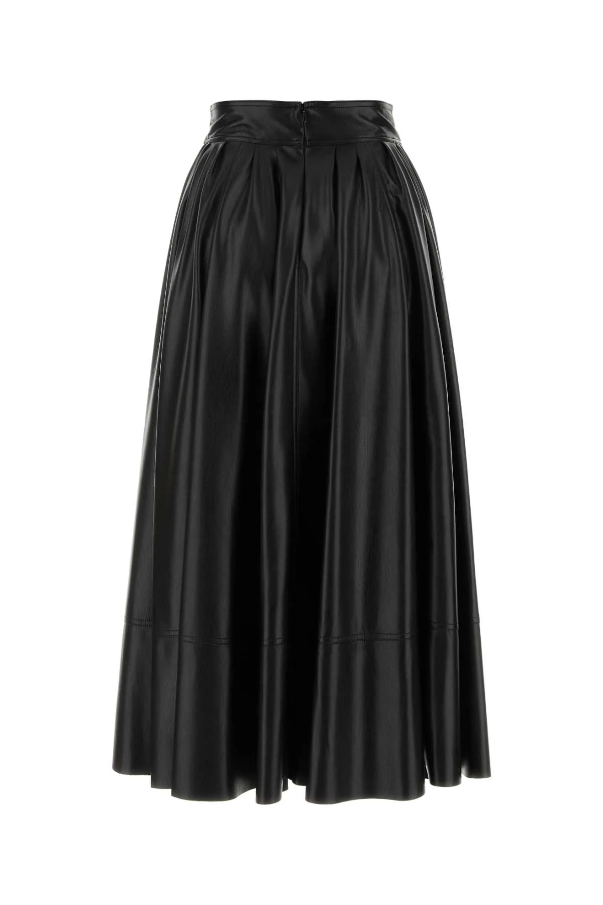 Black Synthetic Leather Skirt