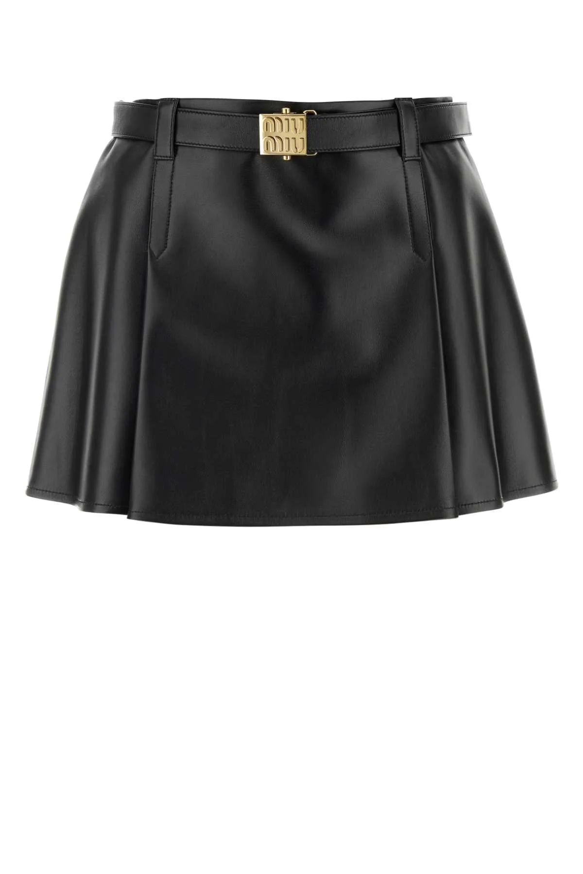 Black Nappa Leather Mini Skirt