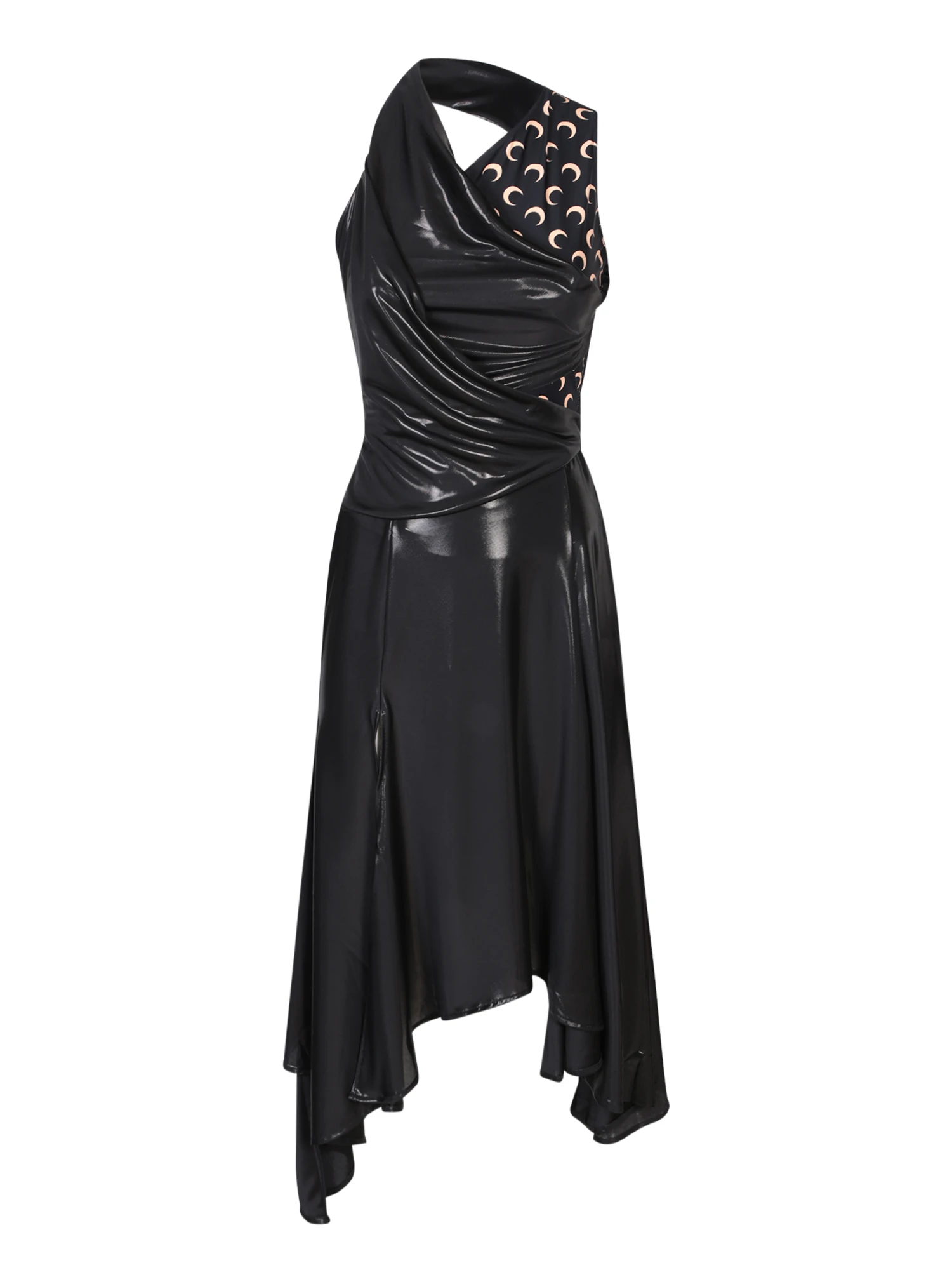 Black Draped Jersey Moon Dress