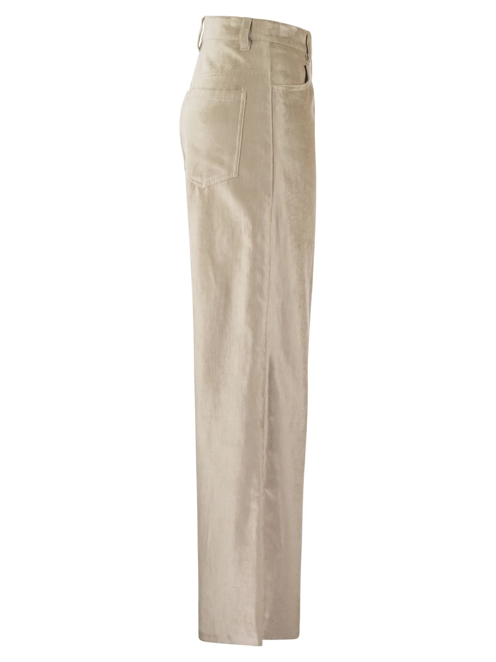 Sleek Velvet Cotton And Viscose Loose Trousers