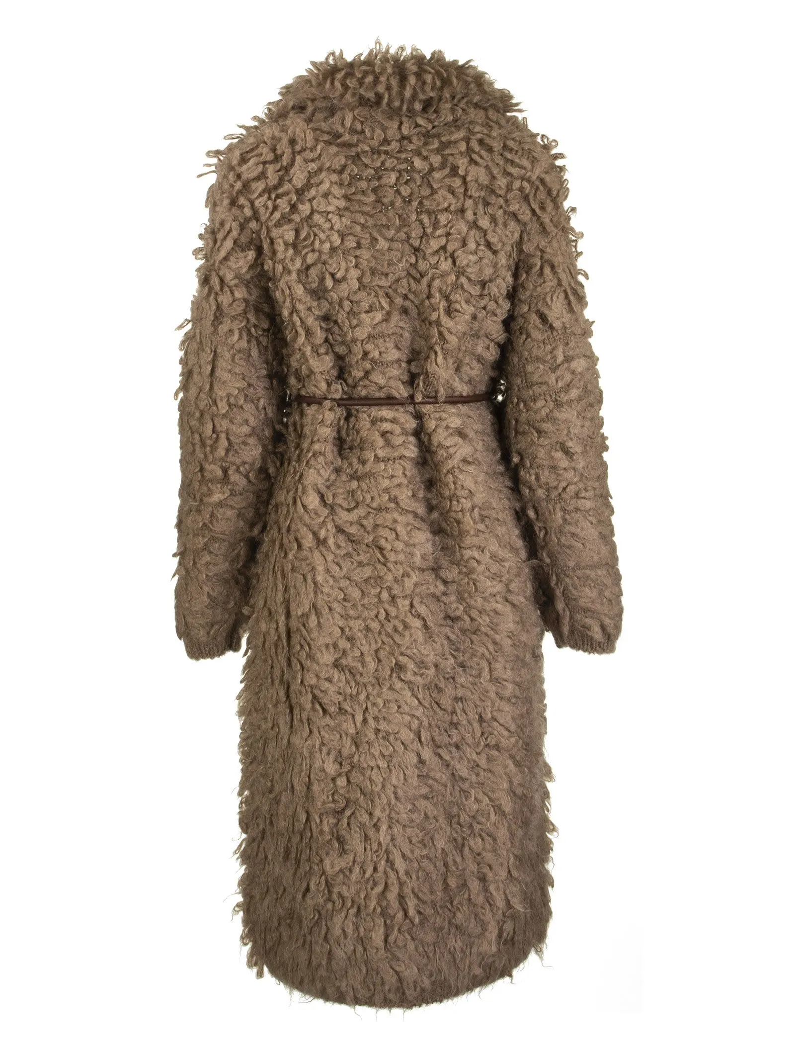 Brunello Cucinelli Long Cardigan In Mohair And Wool Fur Stitch