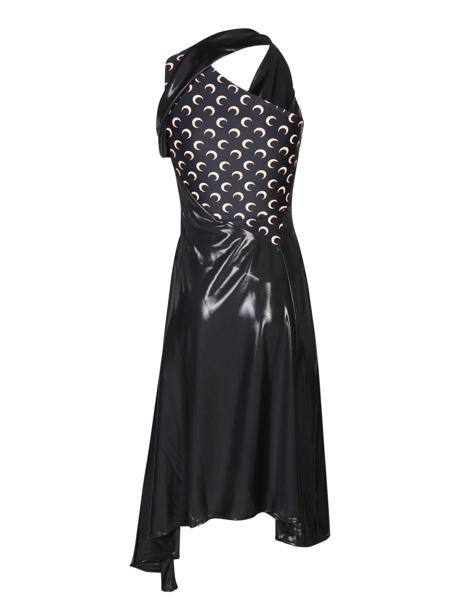 Black Draped Jersey Moon Dress