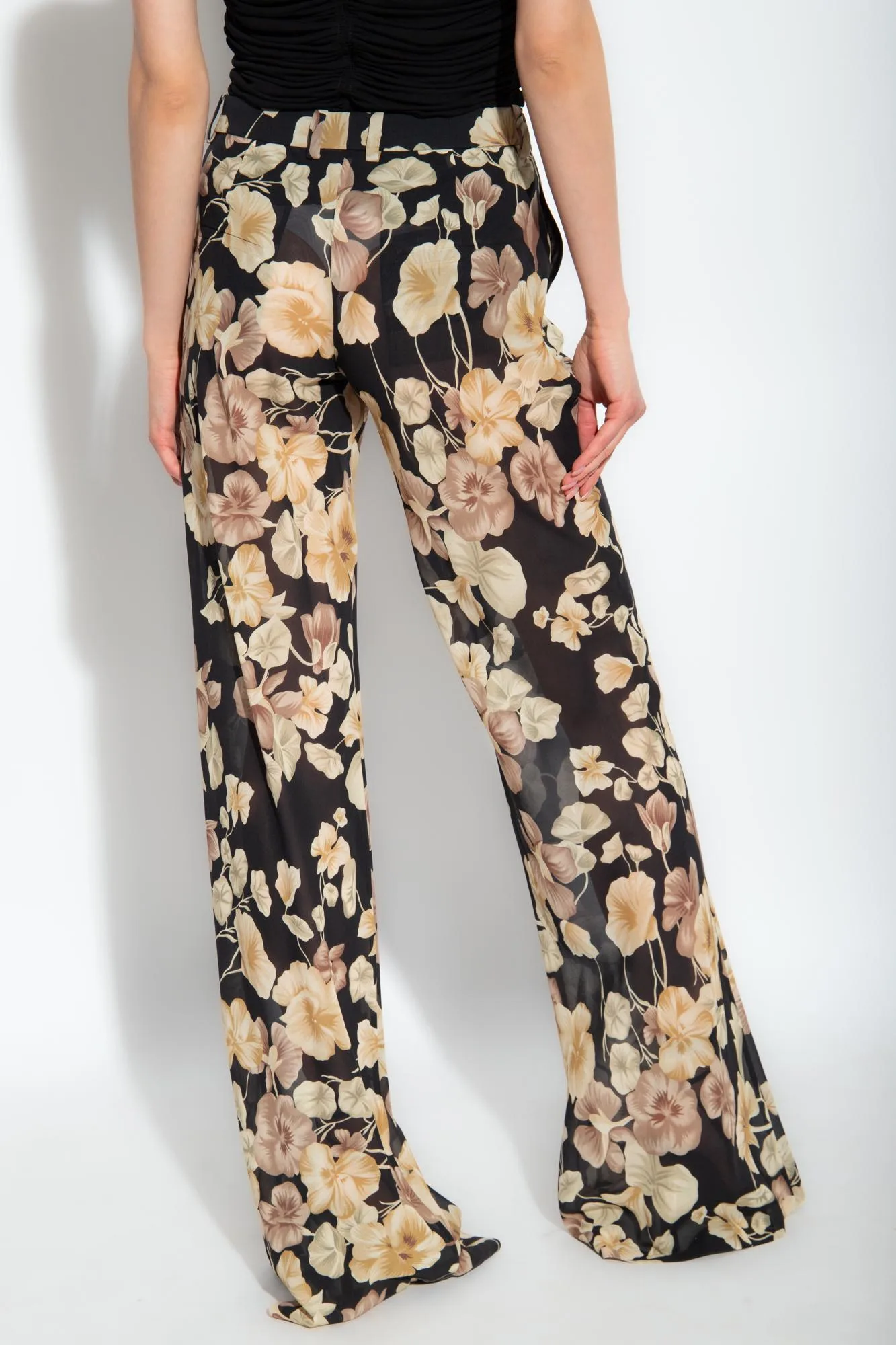 Floral Silk Georgette Flared Pants