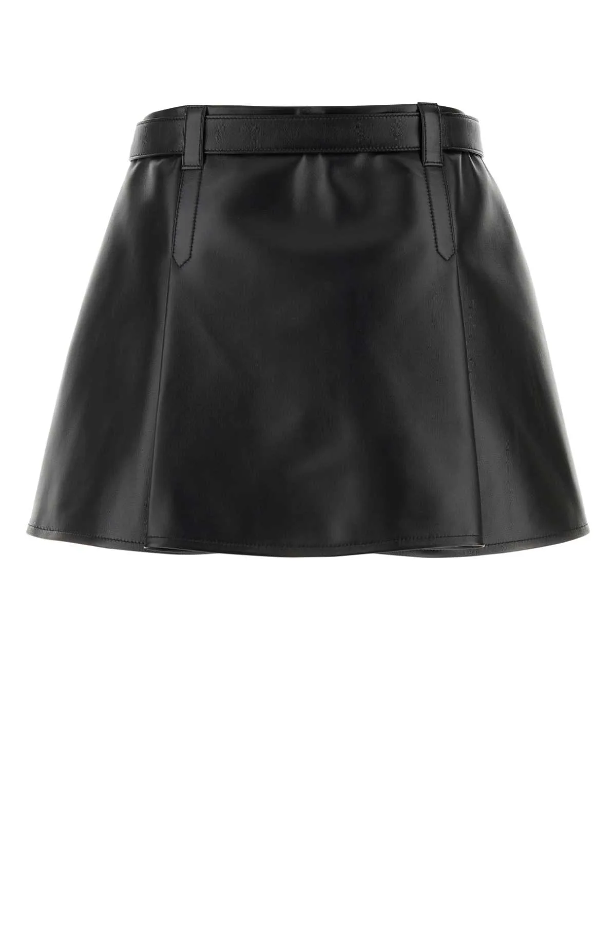 Black Nappa Leather Mini Skirt