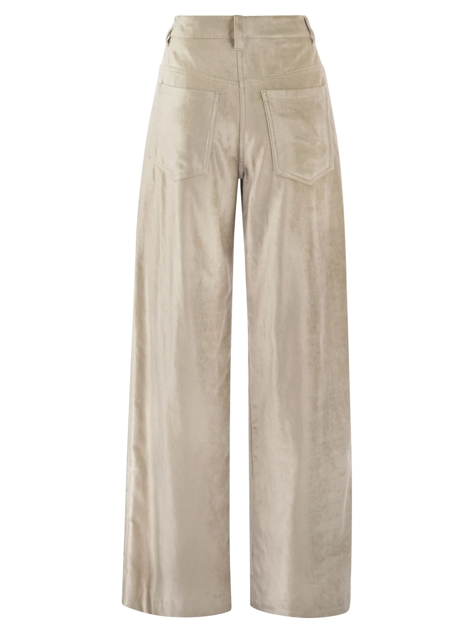 Sleek Velvet Cotton And Viscose Loose Trousers