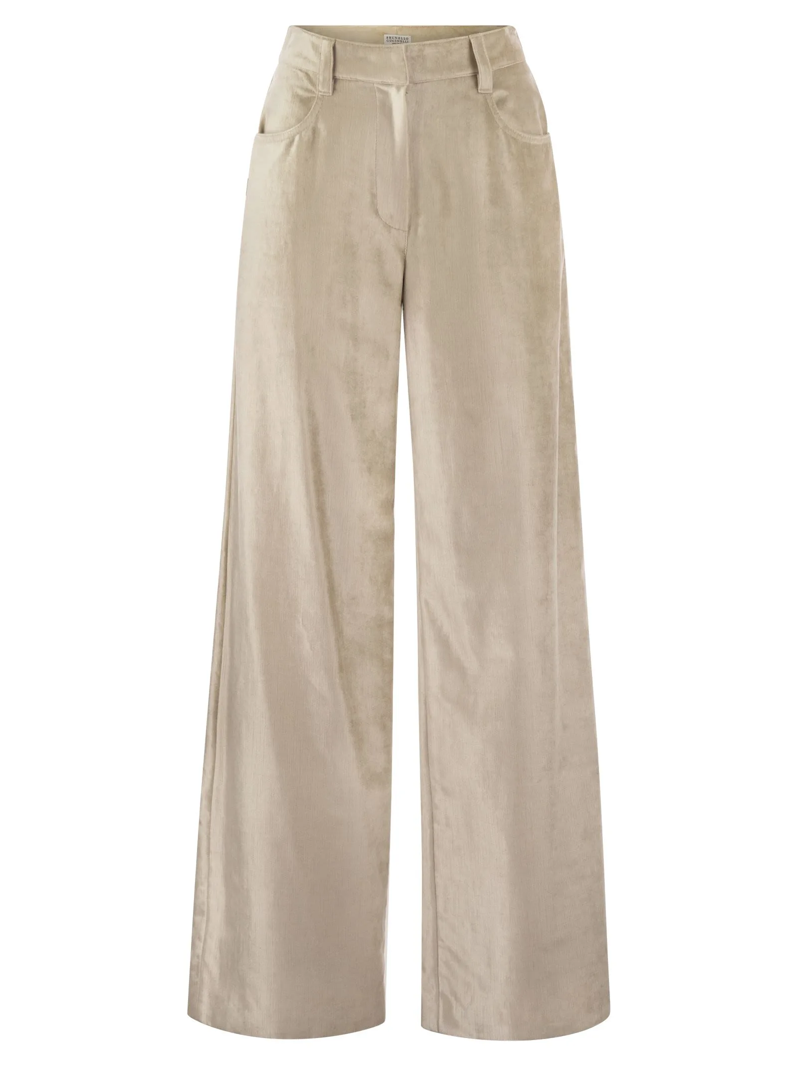 Sleek Velvet Cotton And Viscose Loose Trousers