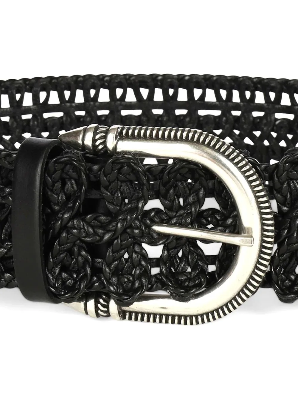 Black Braided Leather Belt