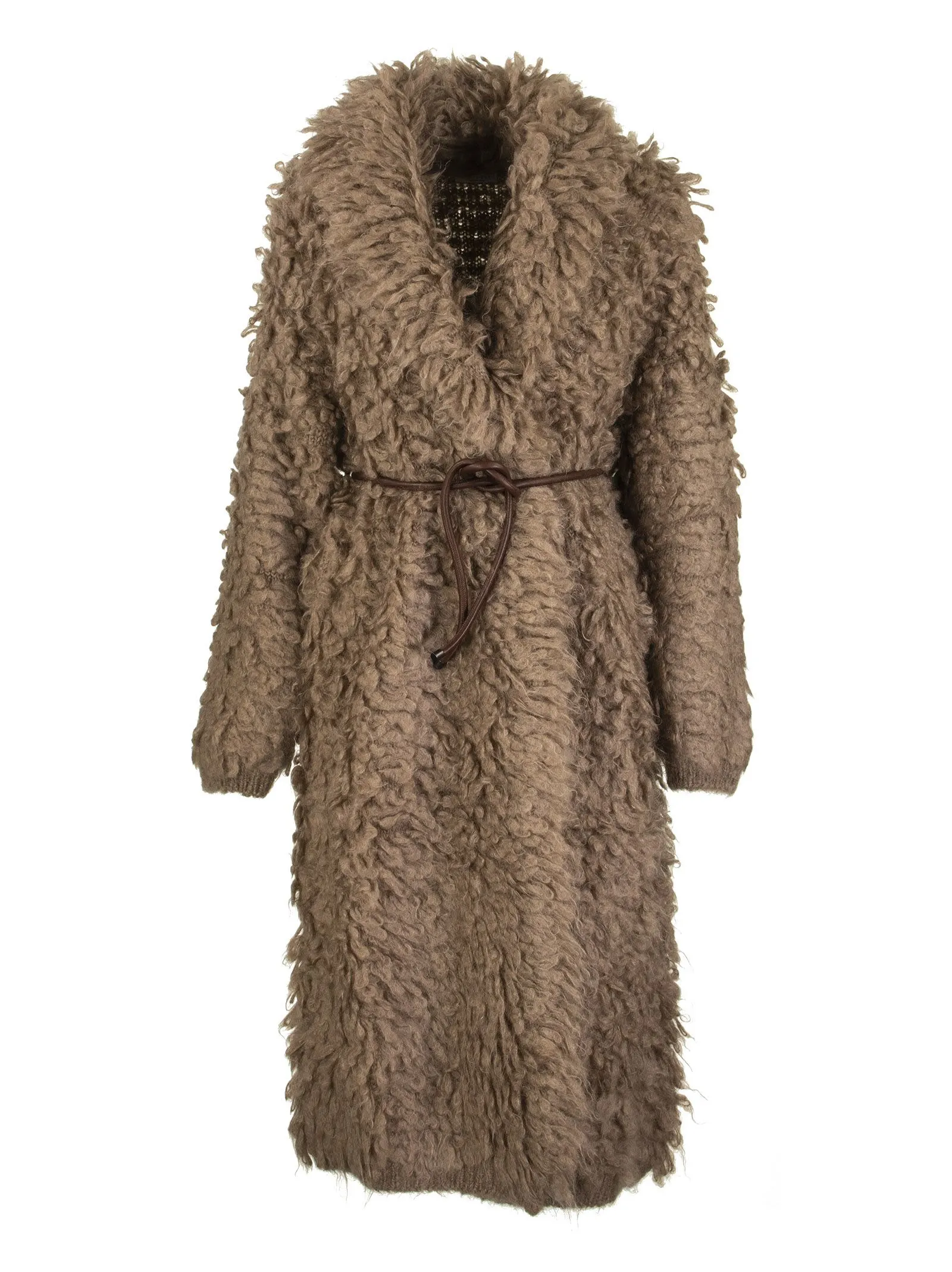 Brunello Cucinelli Long Cardigan In Mohair And Wool Fur Stitch