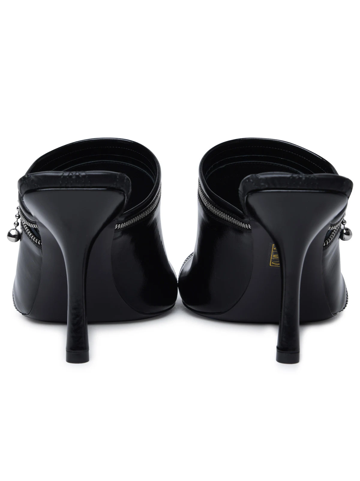 'peep' Black Leather Sandals