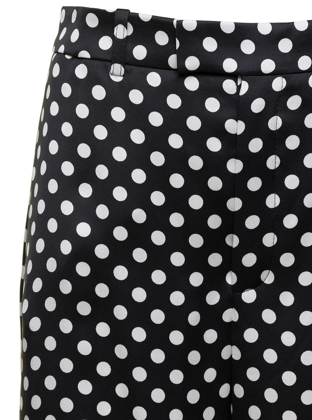 Black And White Palazzo Pants With Polka Dots Motif In Satin Woman