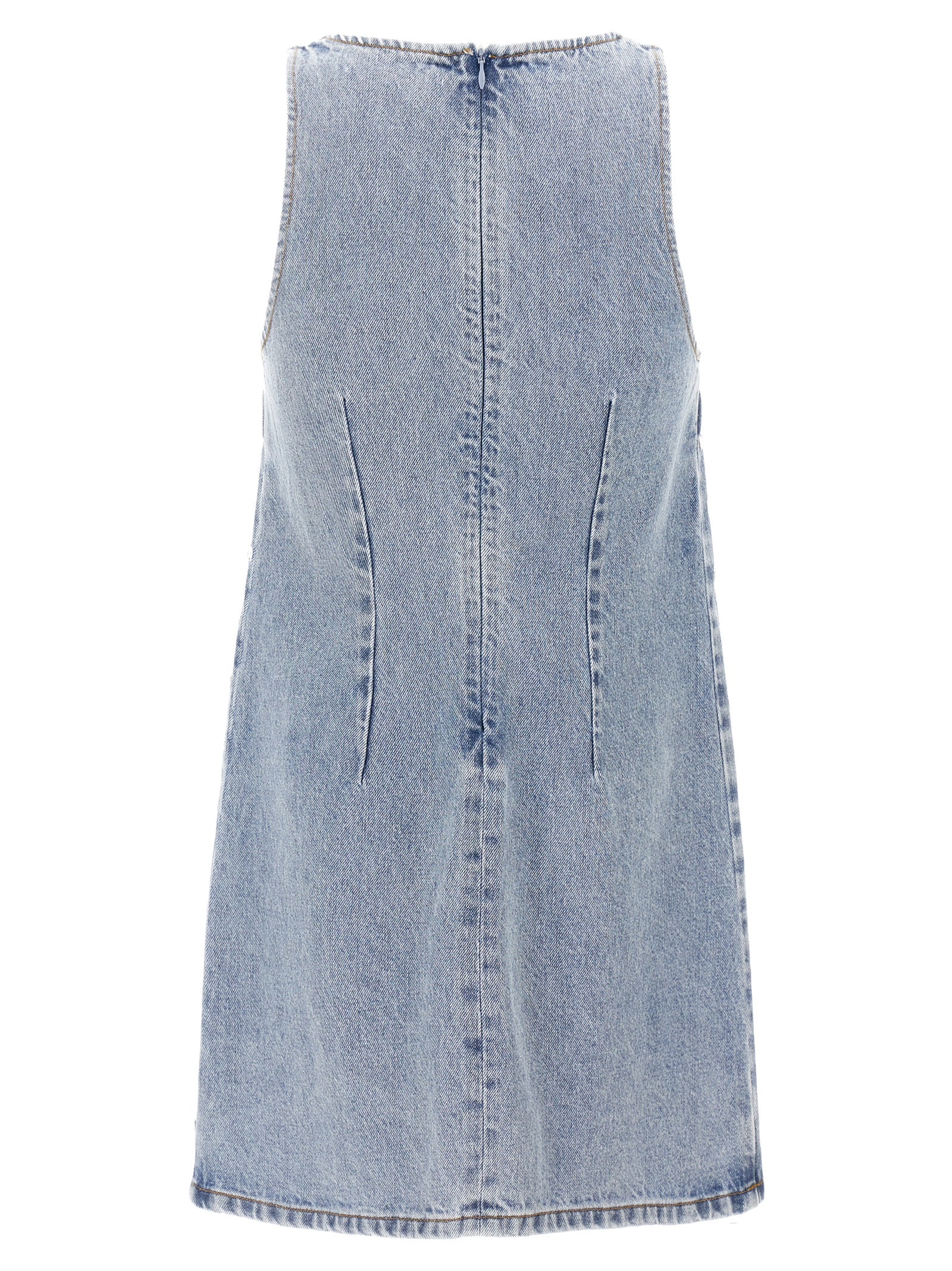 Square Rhinestone Denim Mini Dress