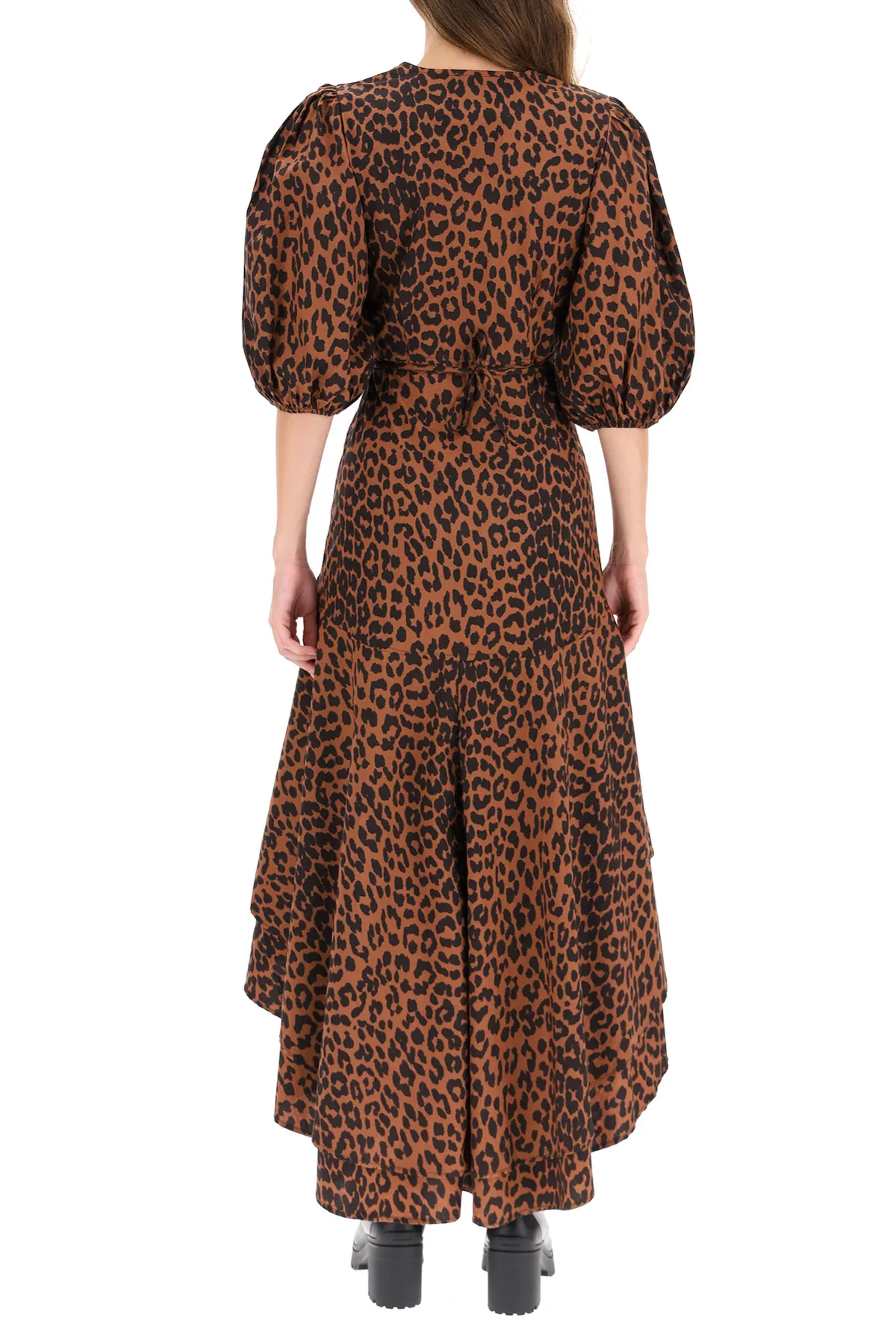 Ganni Asymmetrical Leopard Print Dress