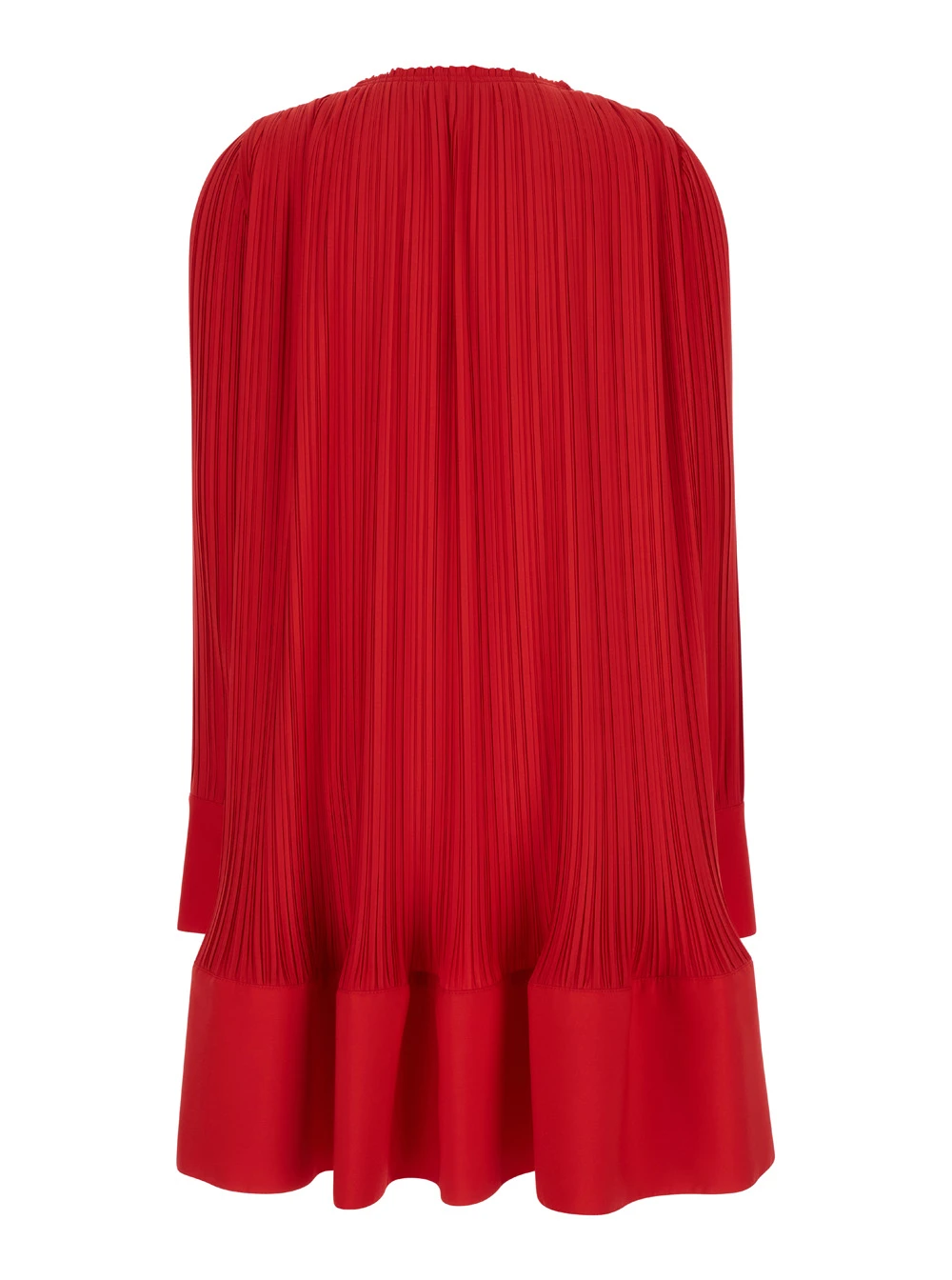 Short Dress With Red Pleated Effect In Technical Fabric Woman