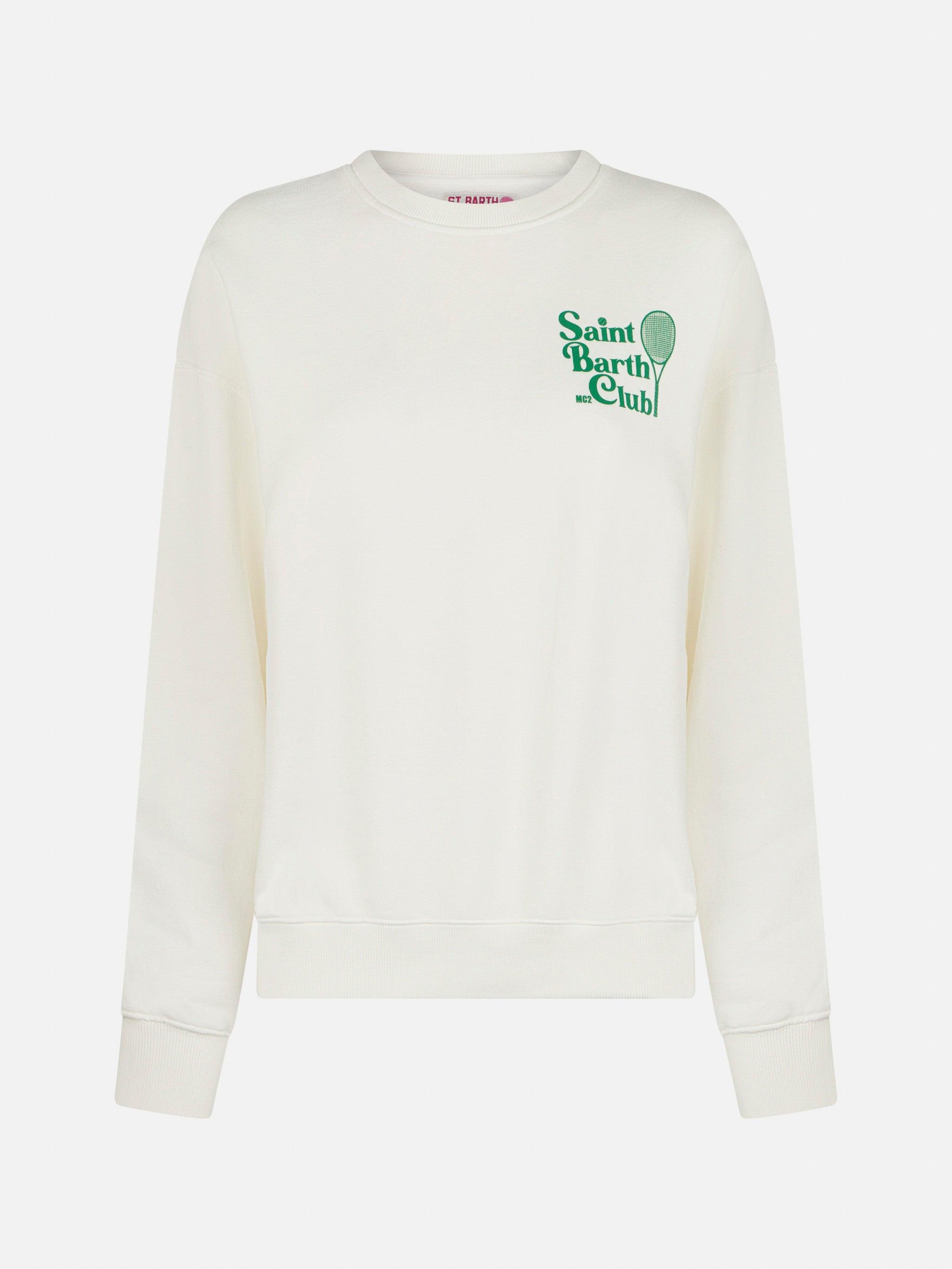 Woman Fleece Sweatshirt With St. Barth Tennis Lover Print