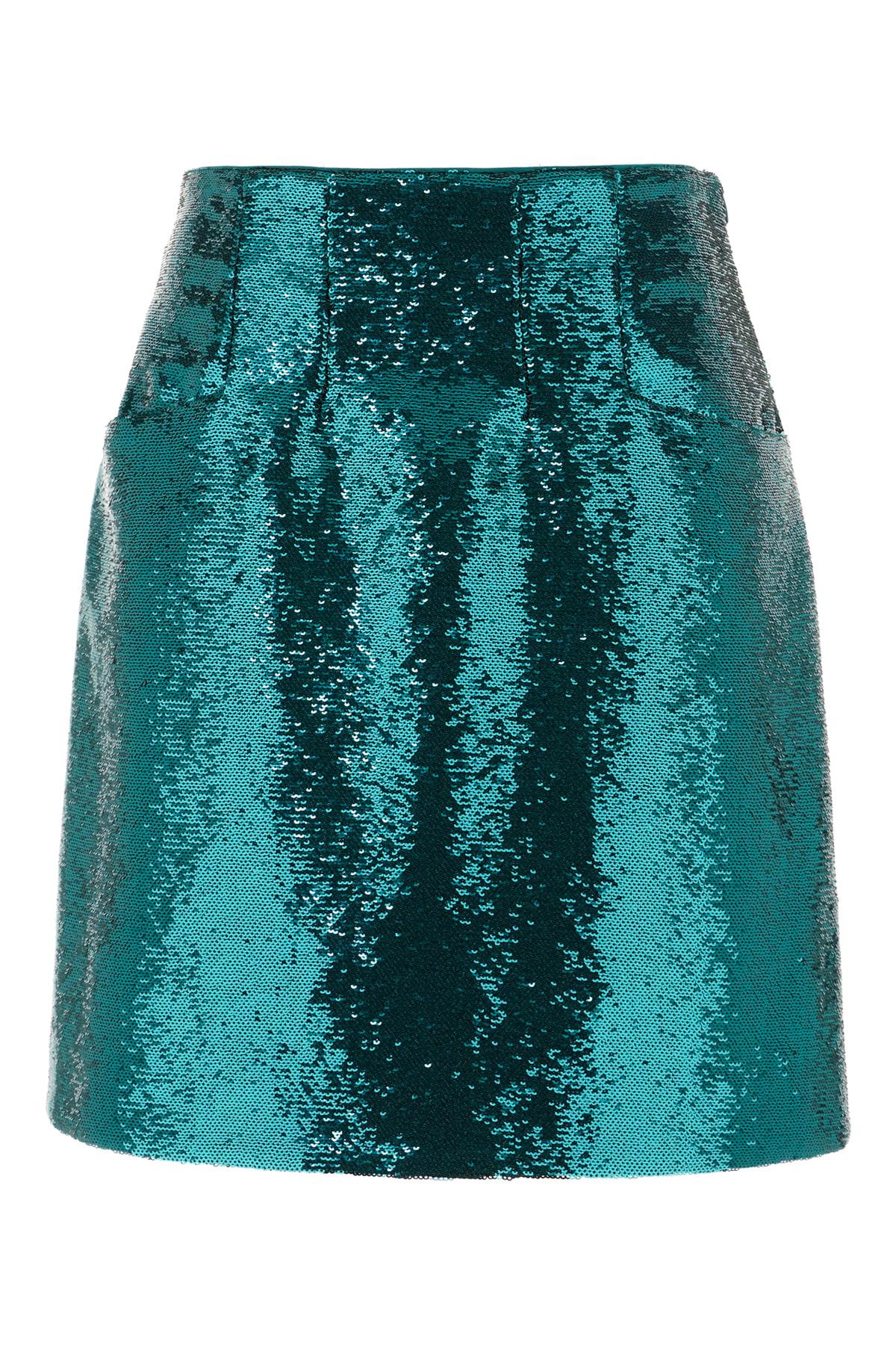 Teal Green Polyester Mini Skirt