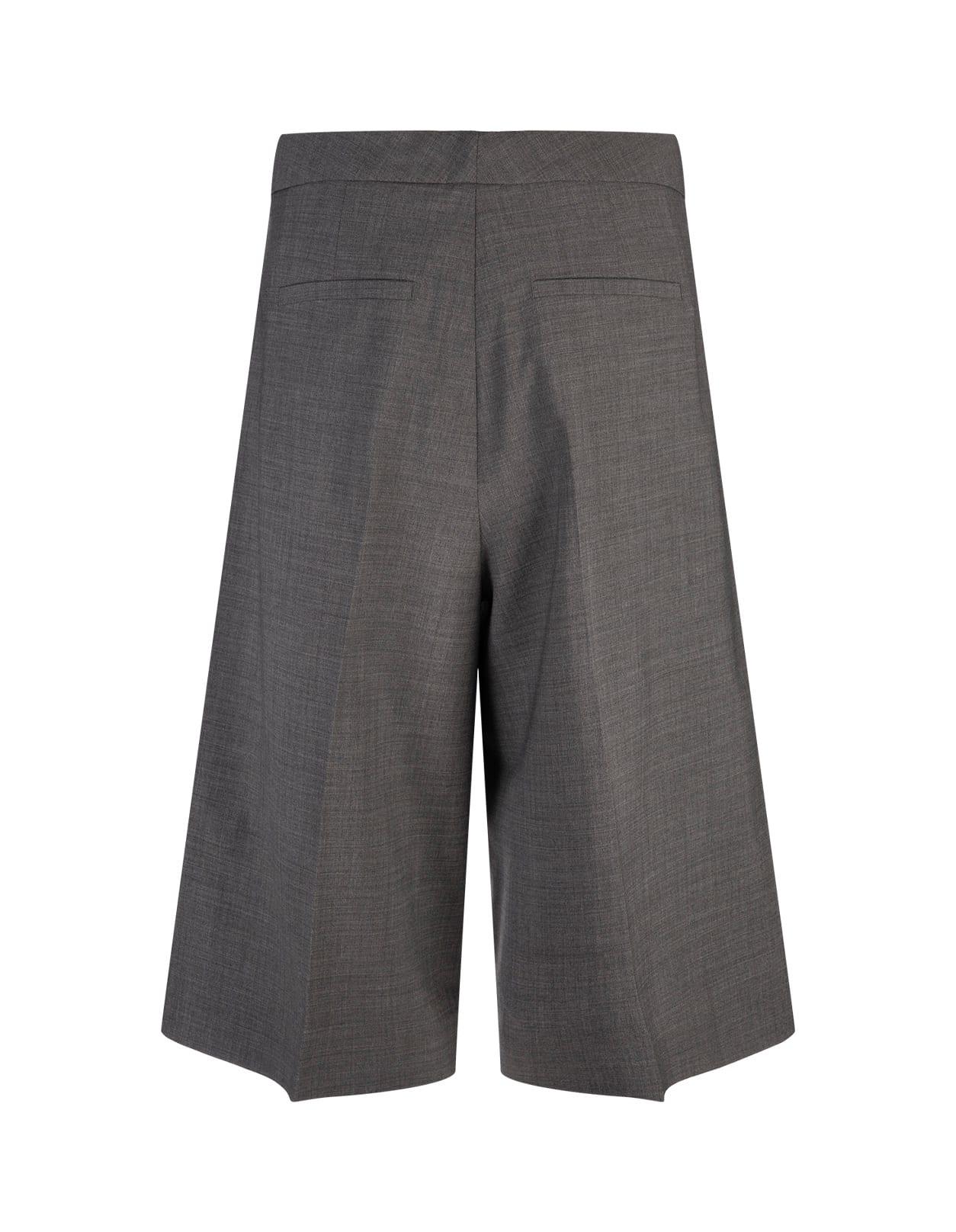 Grey Bistretch Wool Bermuda Shorts