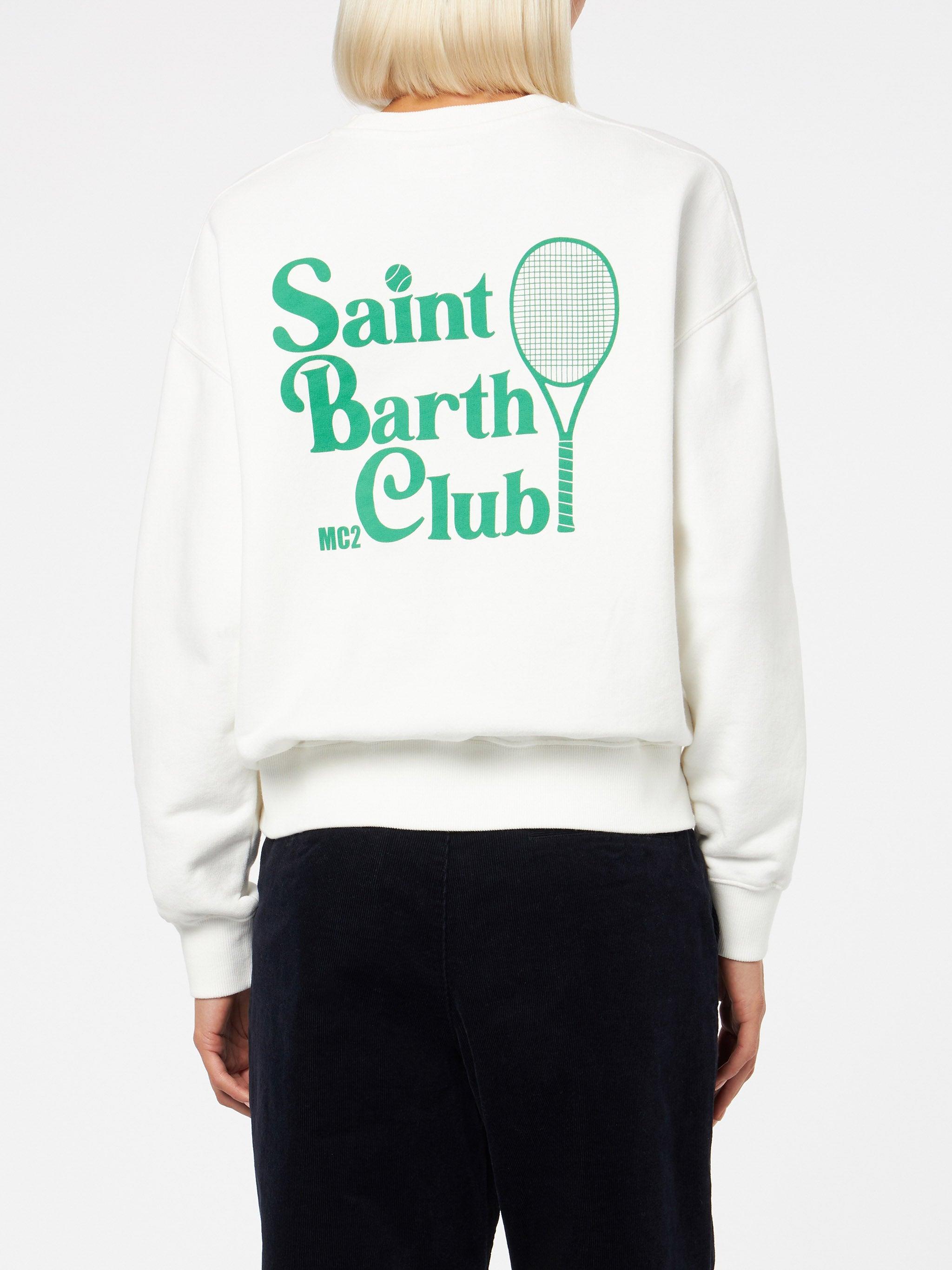 Woman Fleece Sweatshirt With St. Barth Tennis Lover Print