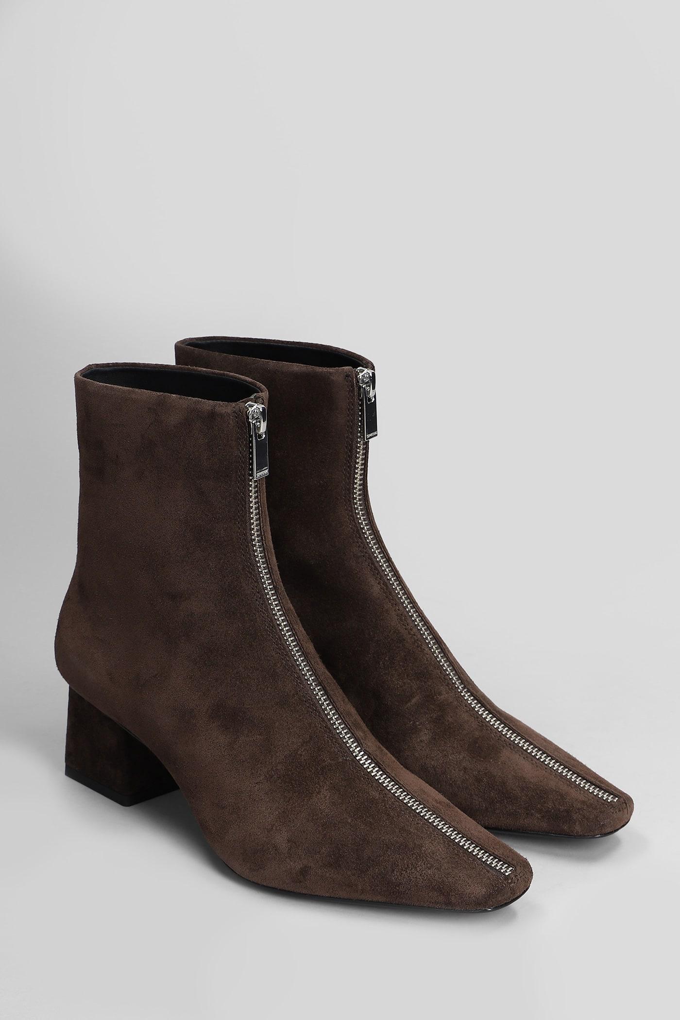 Ryder High Heels Ankle Boots In Brown Suede