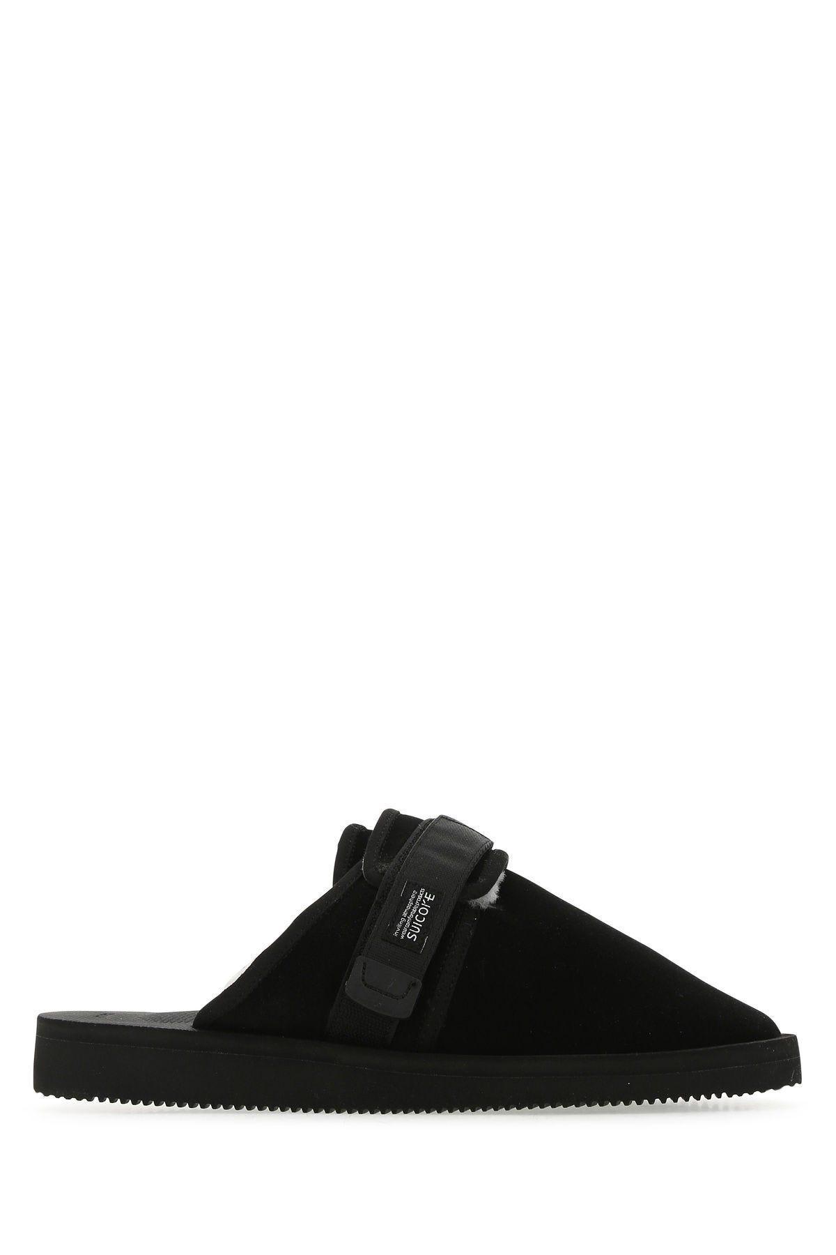 Black Suede Zavo Slippers