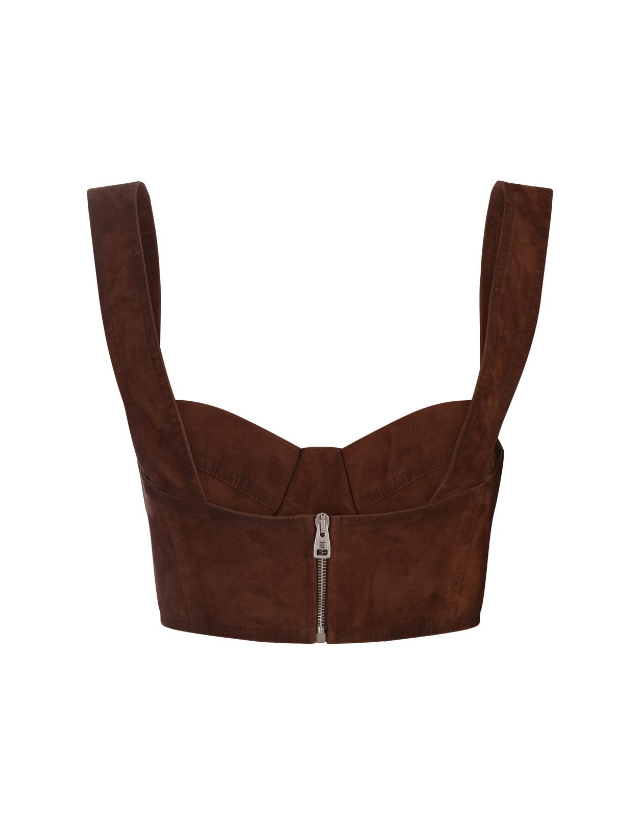 Crop Top In Brown Suede