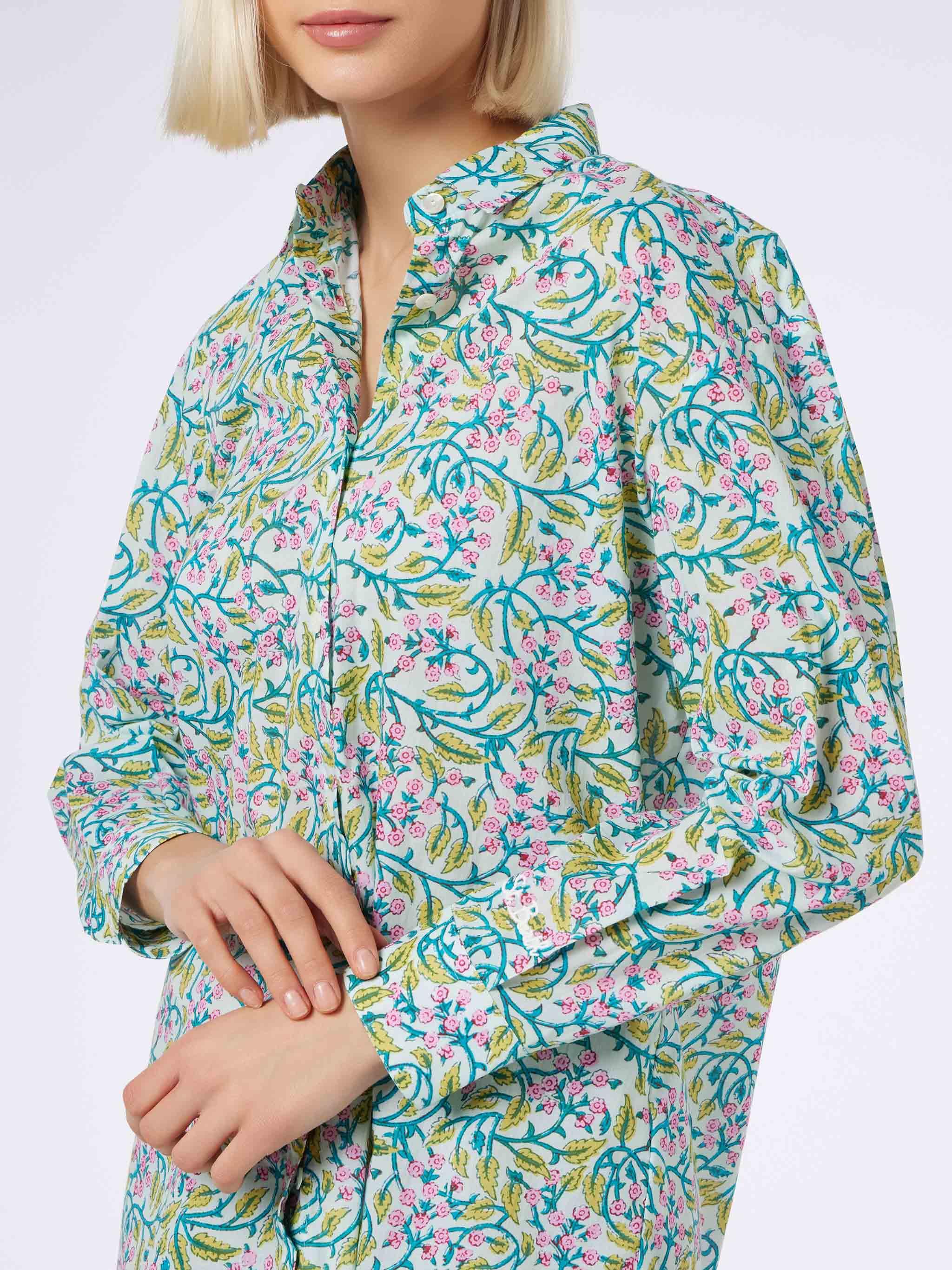 Woman Cotton Shirt Brigitte With Flower Print