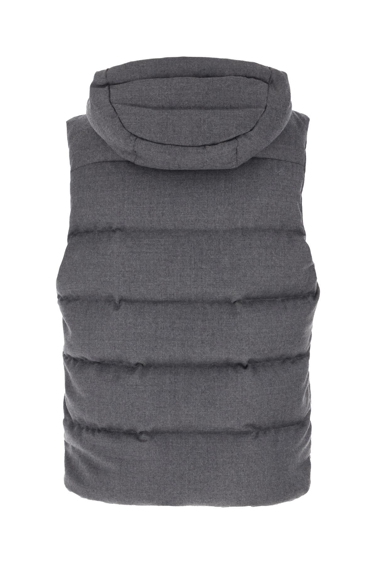 Dark Grey Wool Blend Sleeveless Down Jacket