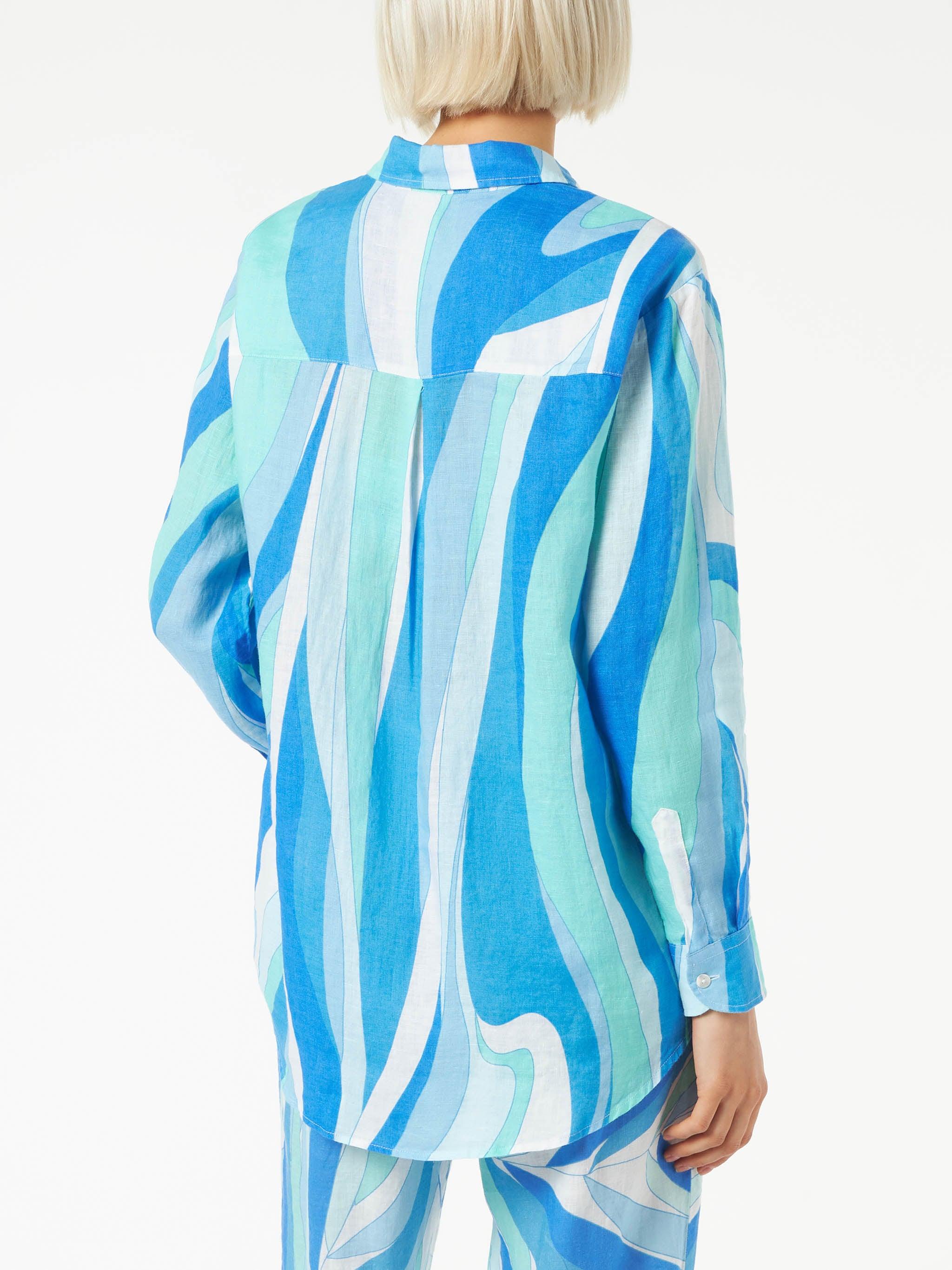 Woman Linen Shirt With Waves