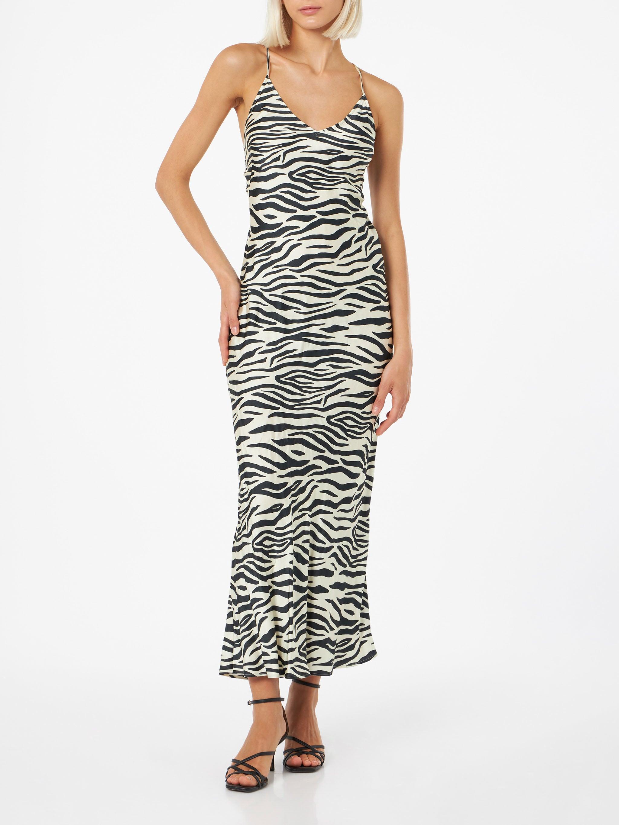 Woman Satin Zebra Slip Dress Eydis