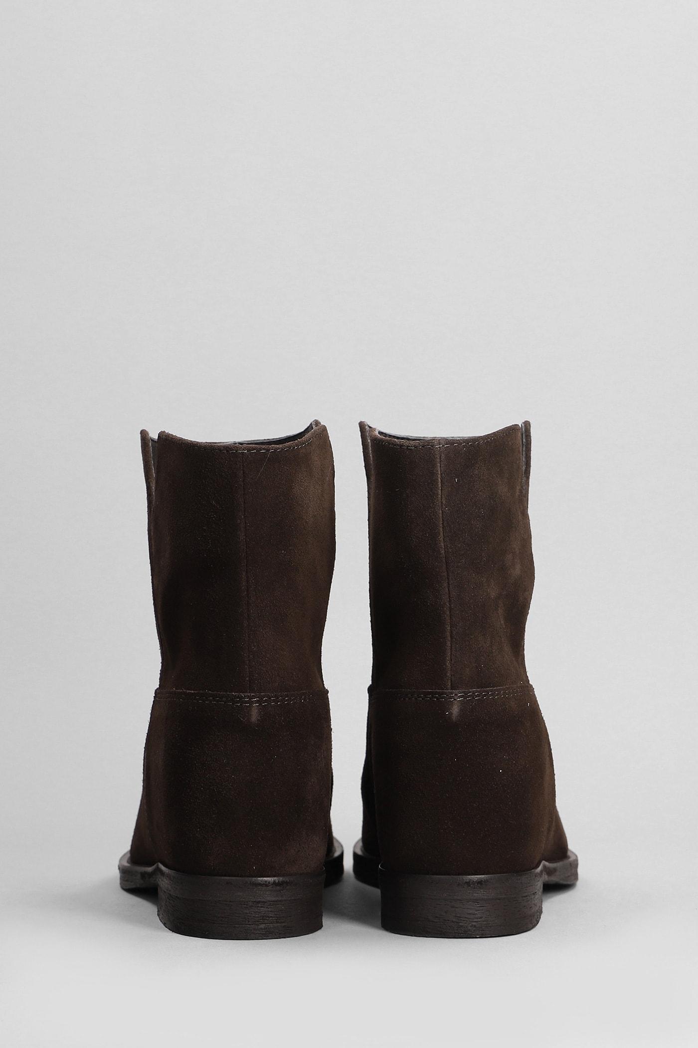 Ankle Boots Inside Wedge In Dark Brown Suede