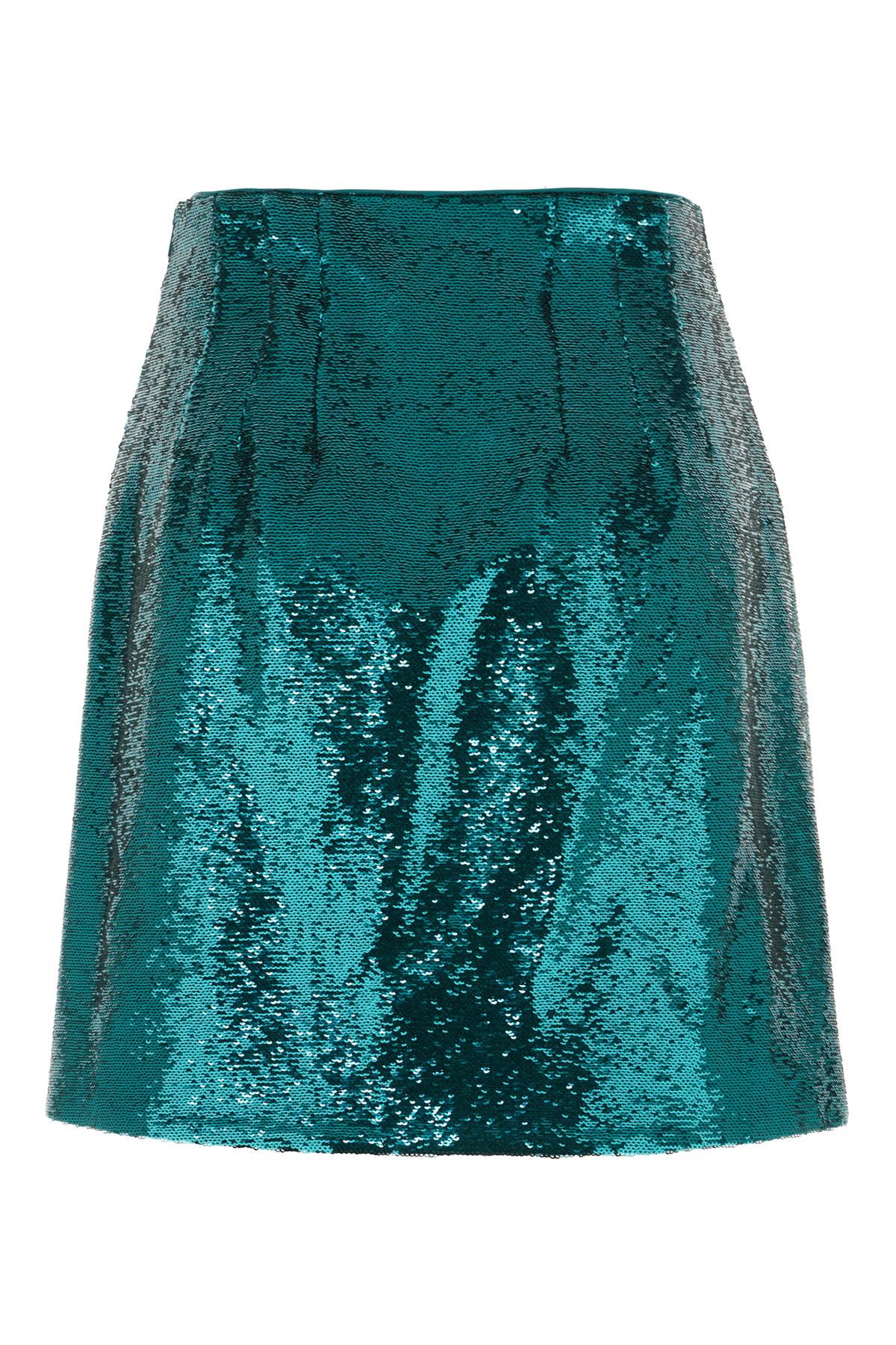 Teal Green Polyester Mini Skirt