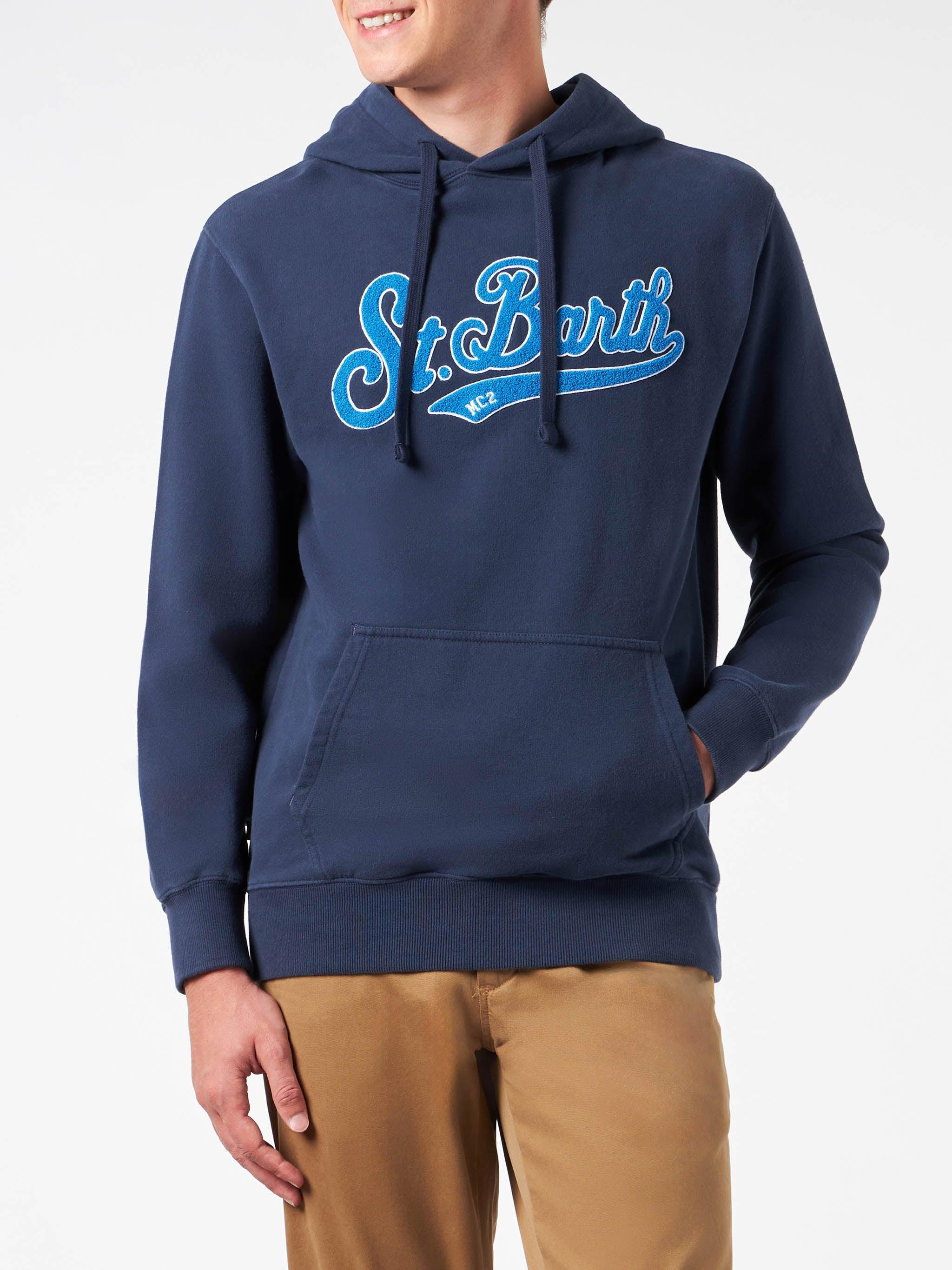 Man Blue Hoodie With St. Barth Terry Patch