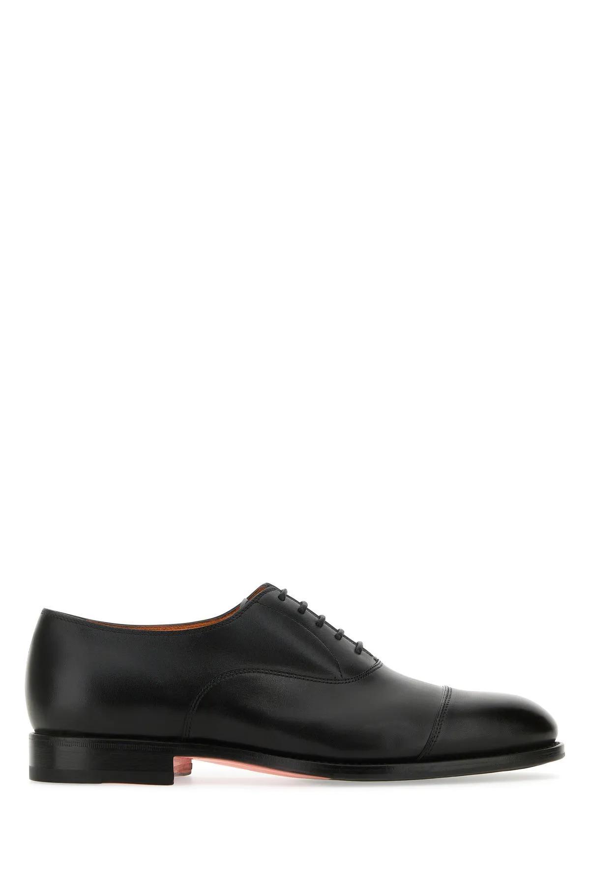 Black Leather Lace-up Shoes