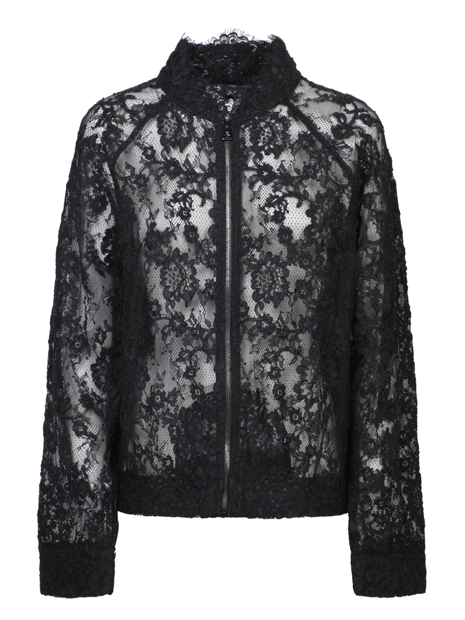 Black Lace Bomber Jacket