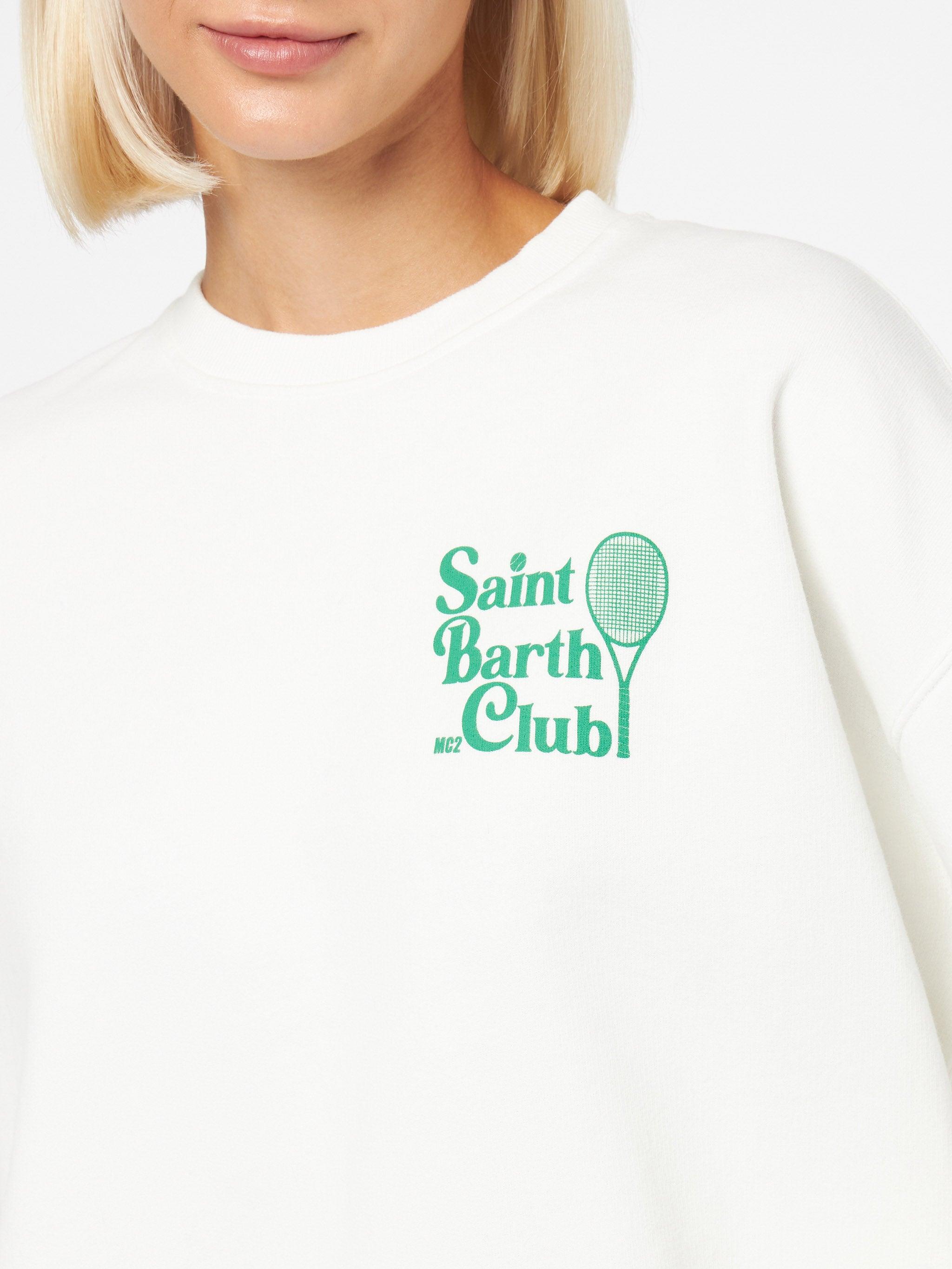 Woman Fleece Sweatshirt With St. Barth Tennis Lover Print