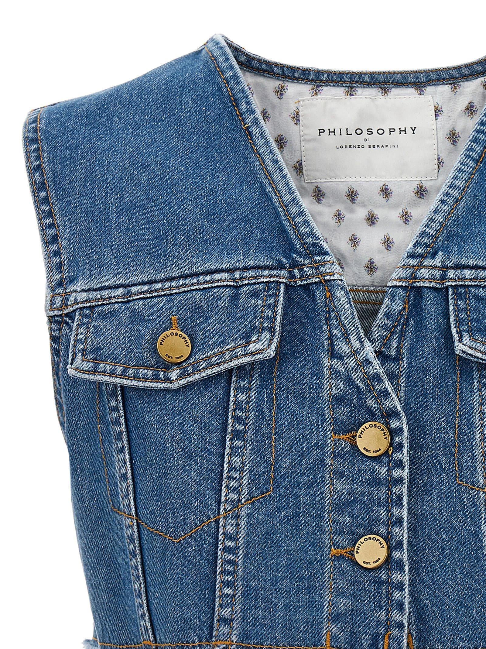 Denim Cropped Vest Philosophy di Lorenzo Serafini